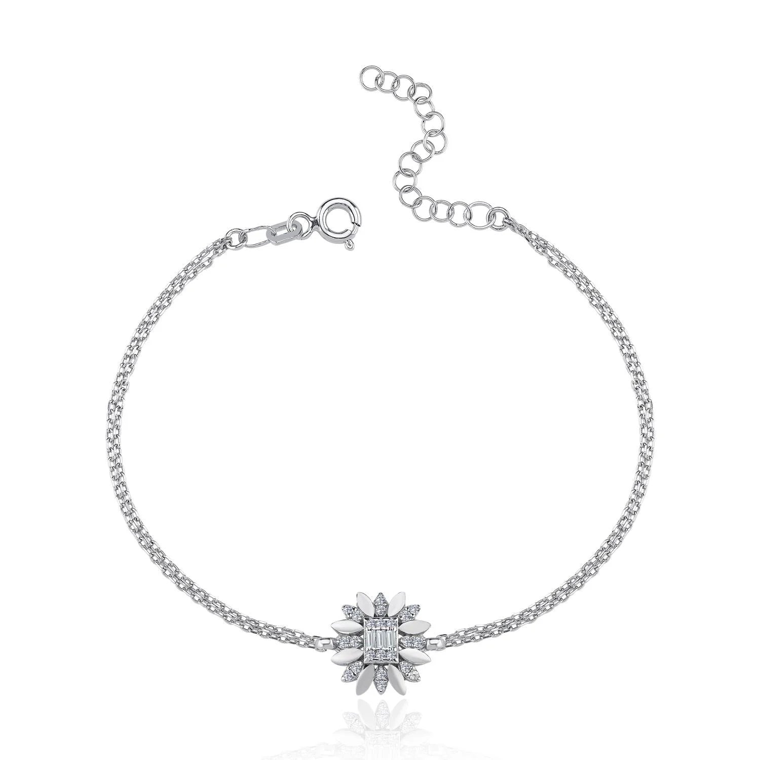 Dazzling Sunflower Glow CZ 925K Sterling Silver Bracelet