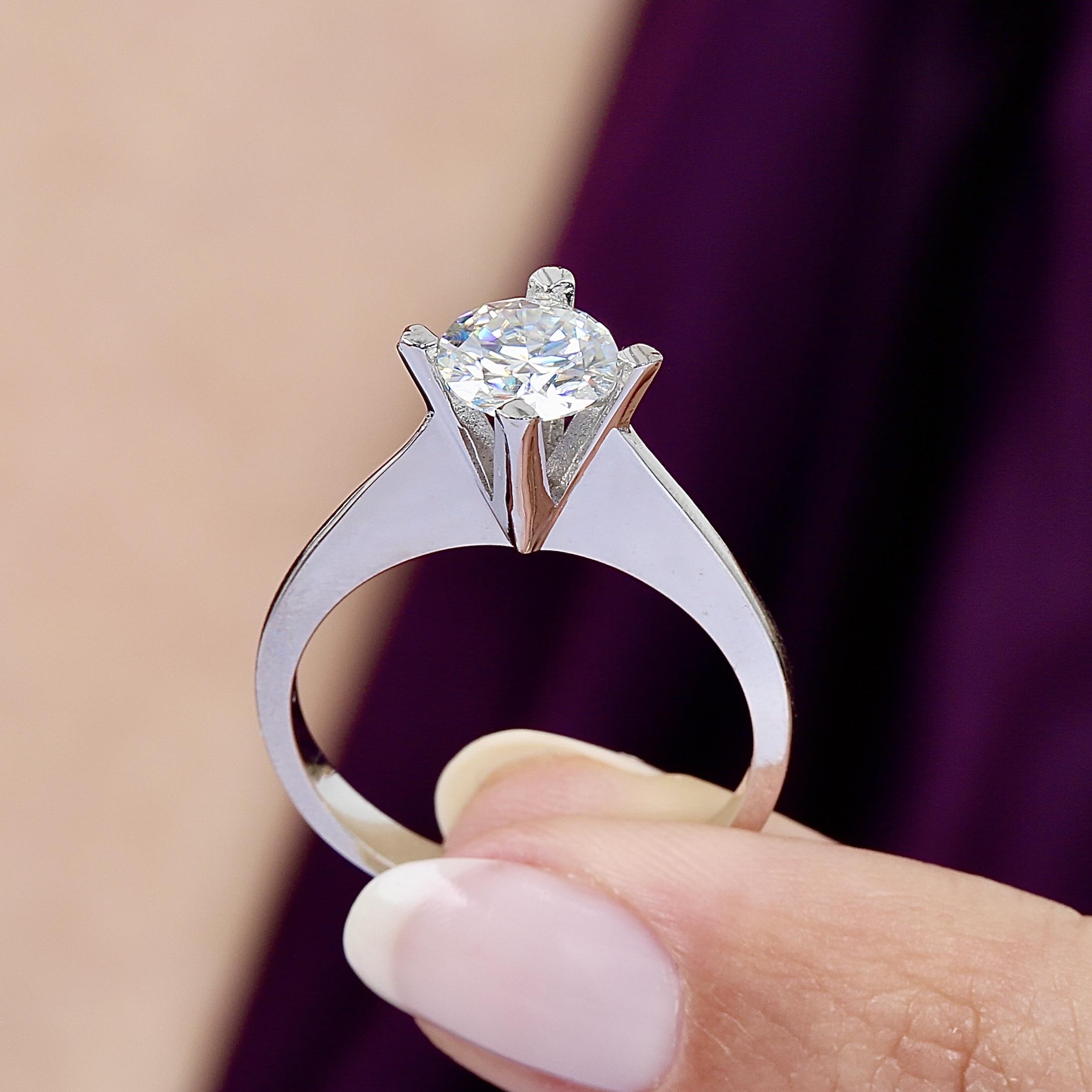 1.00 Ct Moissanite Timeless Classic Solitaire 925K Sterling Silver Ring