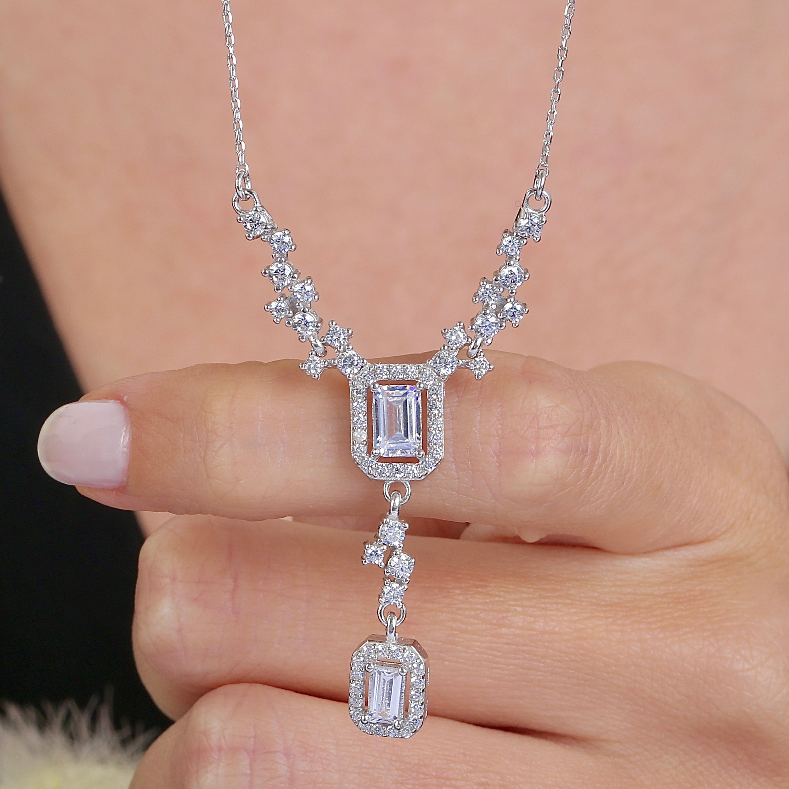 Royal Glow CZ 925K Sterling Silver Necklace - Etossimo Jewelry