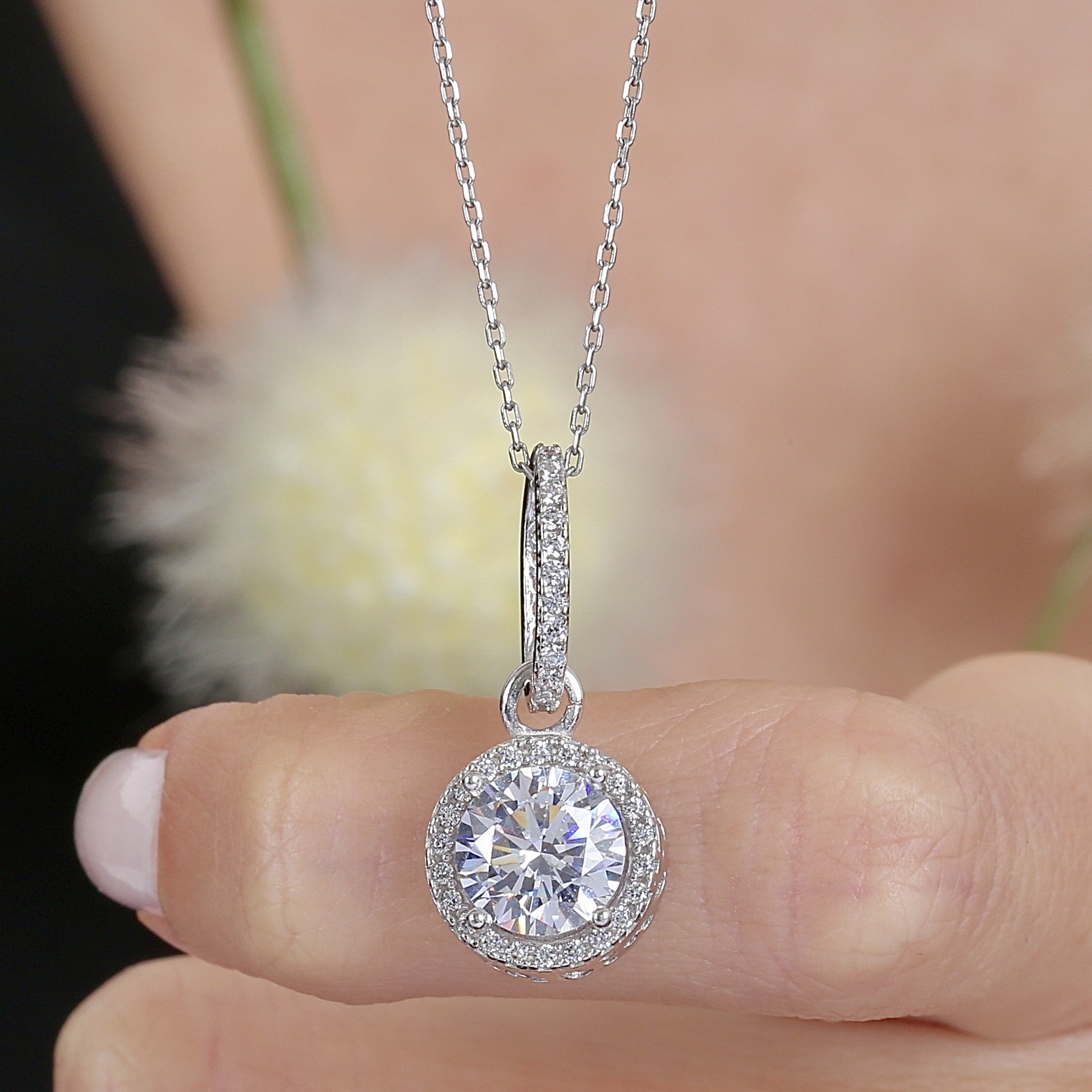 Timeless Glow Oval Solitaire Necklace CZ 925K Sterling Silver - Etossimo Jewelry