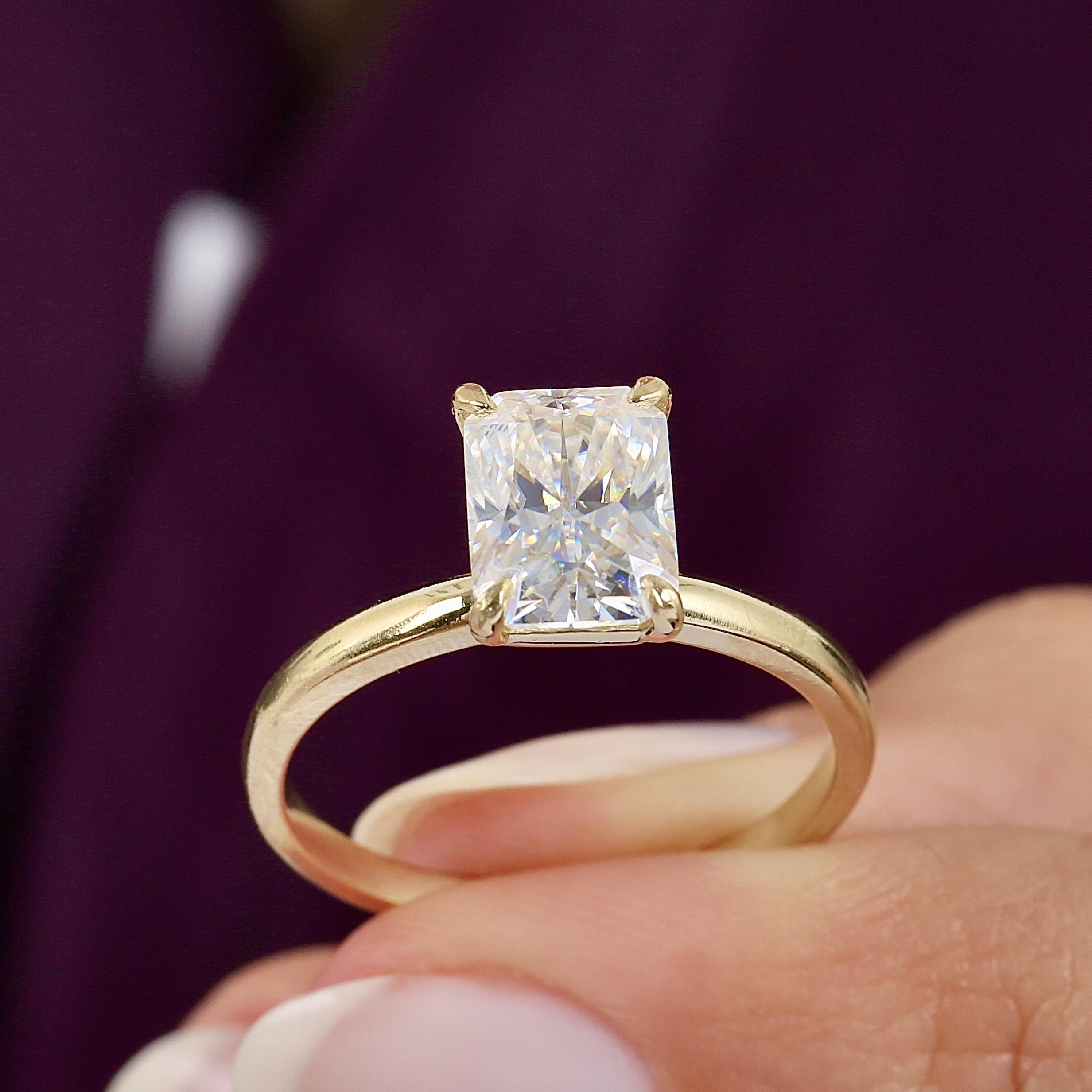 2.00 Ct Moissanite Modern Grandeur Solitaire 14K Gold Ring