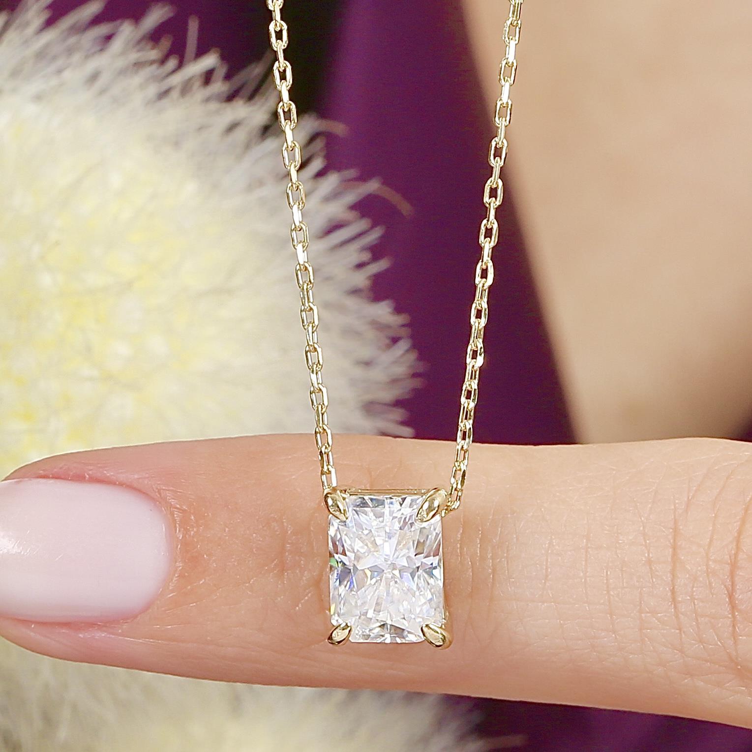 2.00 Ct Moissanite Modern Grandeur Solitaire 14K Gold Necklace