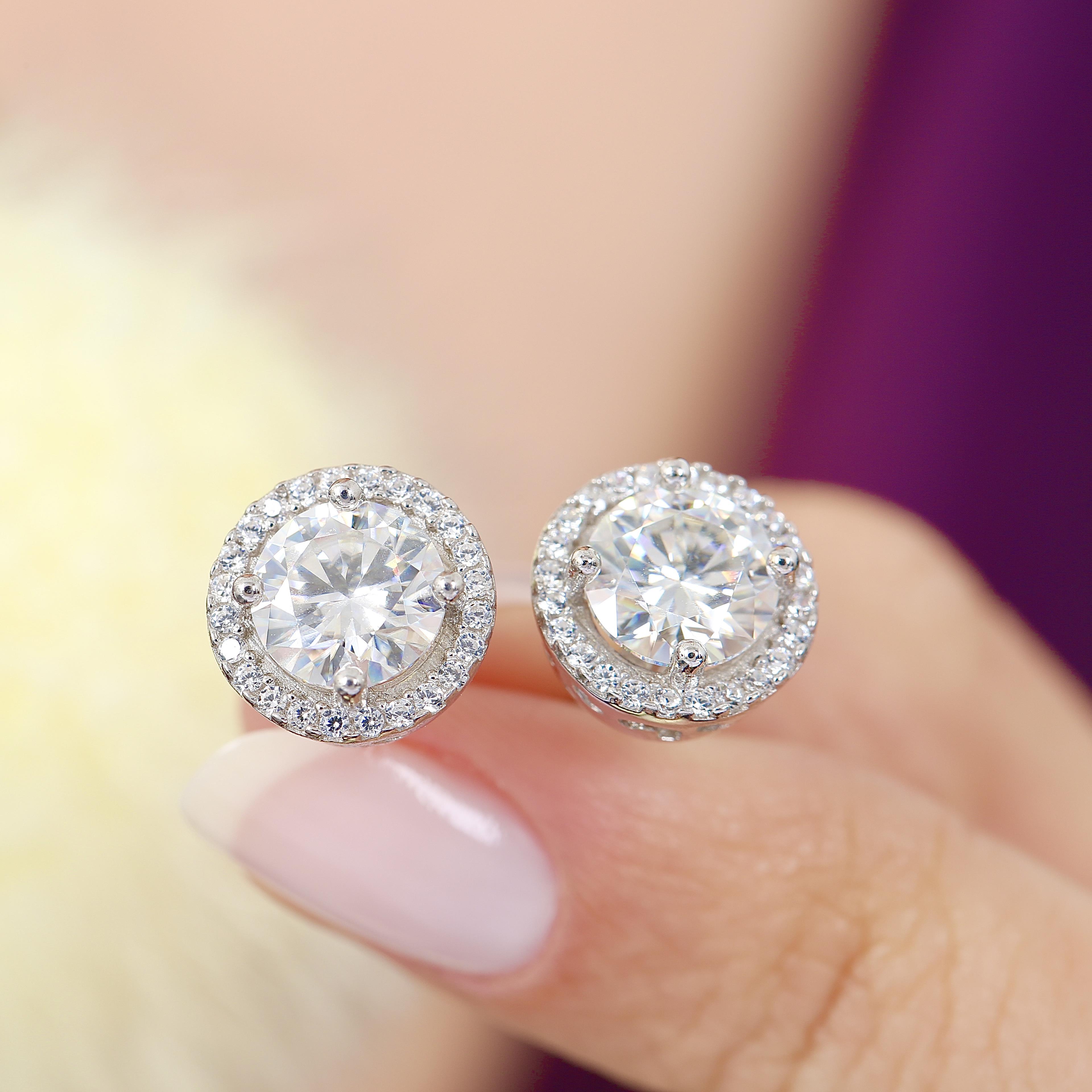 2.00 Ct Moissanite Timeless Glow Solitaire 925K Sterling Silver Earrings