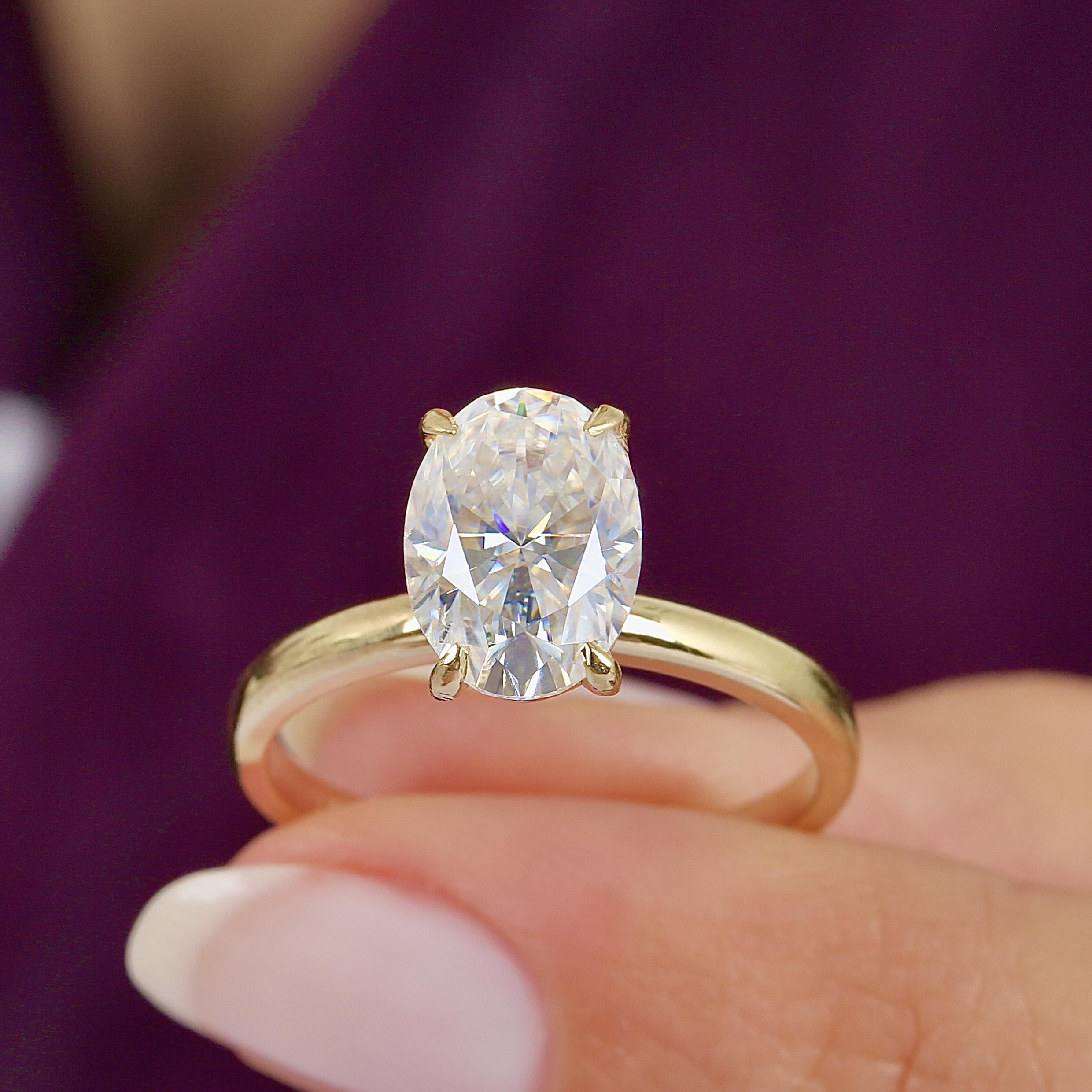 2.50 Ct Moissanite Oval Elegance Solitaire 14K Gold Ring