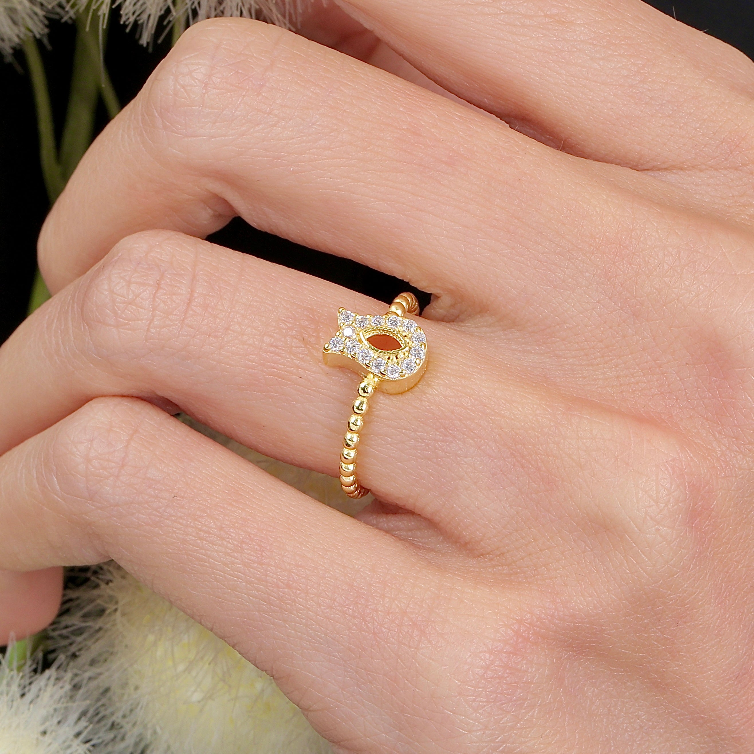 Radiant Tulip Glow CZ 14K Gold Ring - Etossimo Jewelry