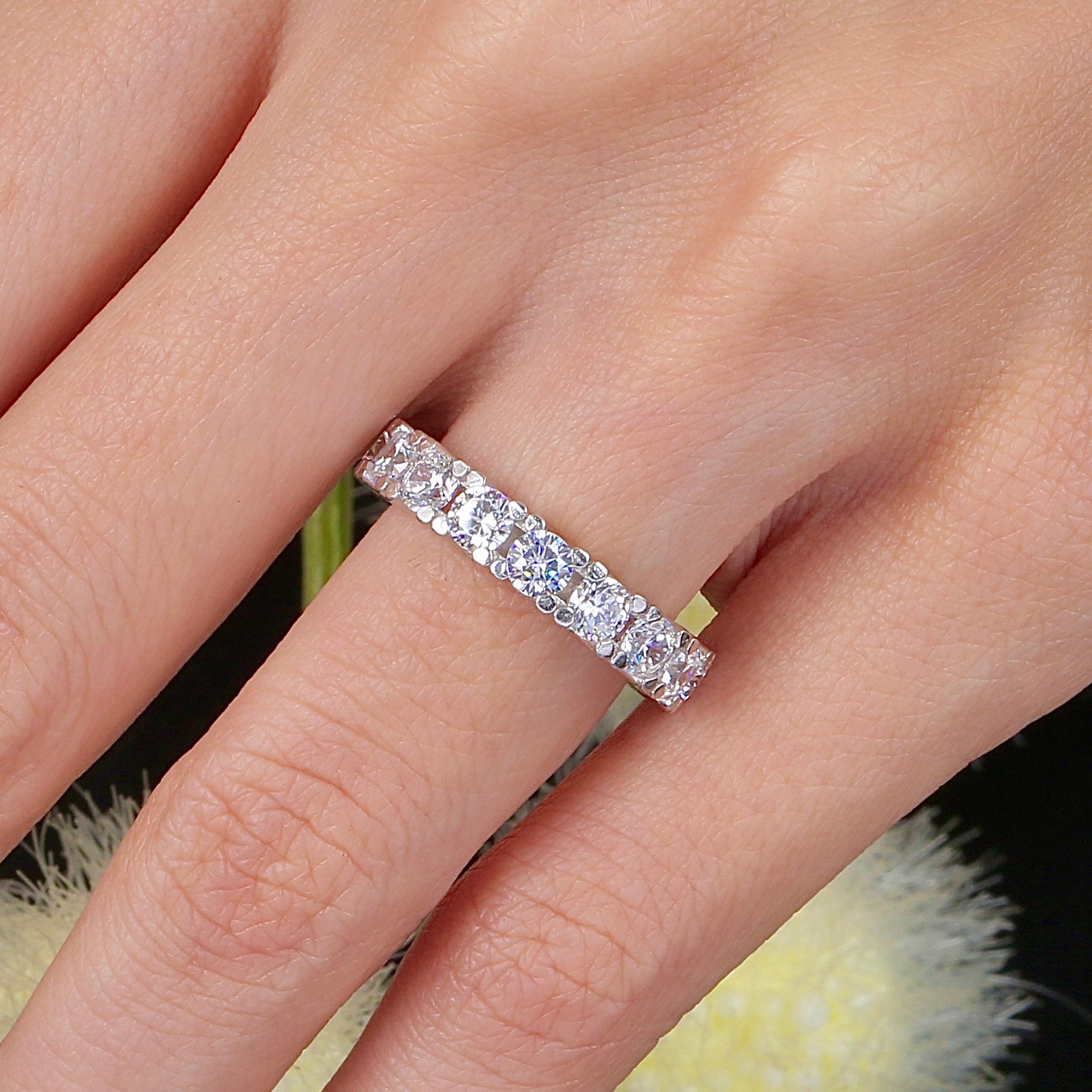 Timeless Luster Eternity CZ 925K Sterling Silver Ring - Etossimo Jewelry