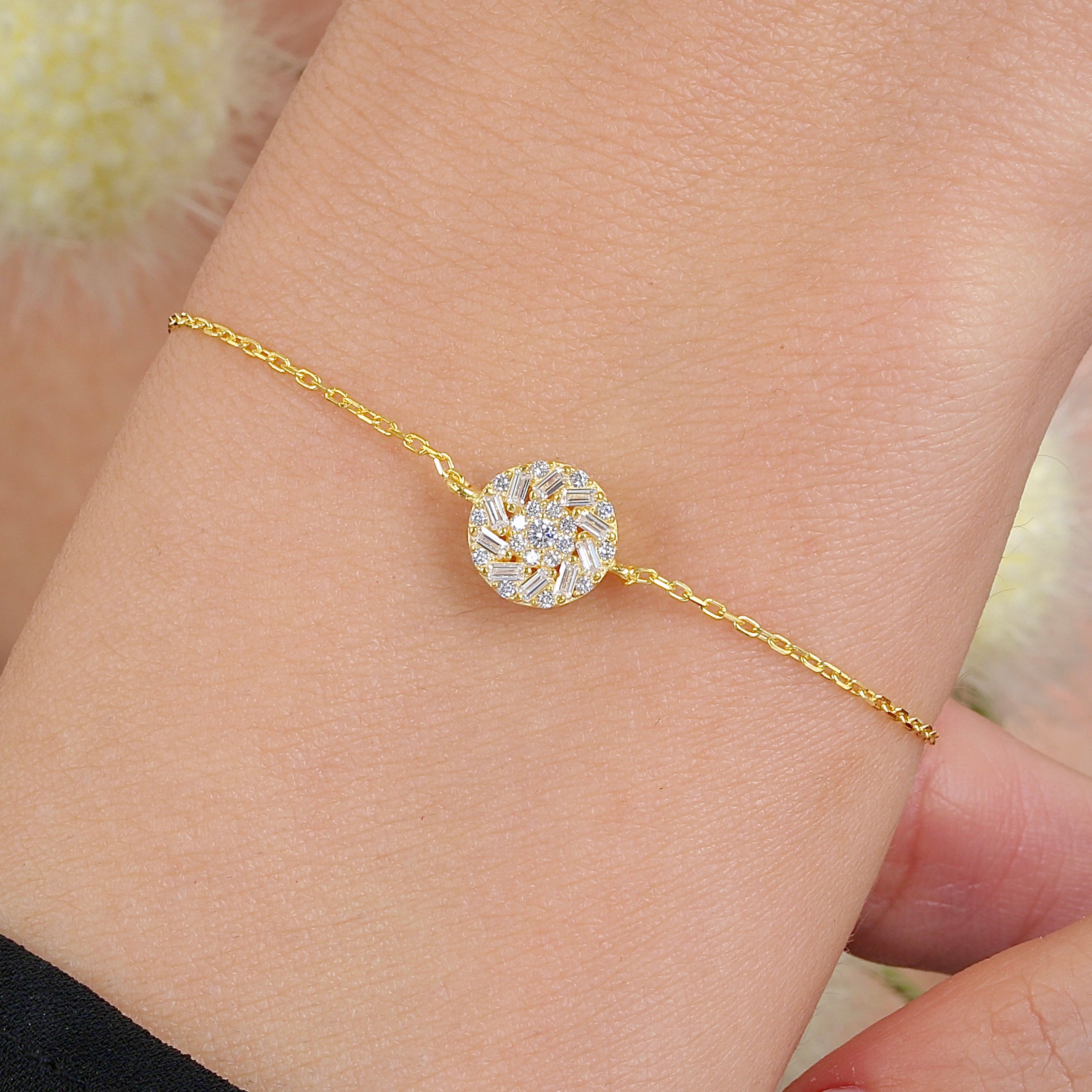 Lustrous Galaxy Sphere CZ 14K Gold Bracelet - Etossimo Jewelry