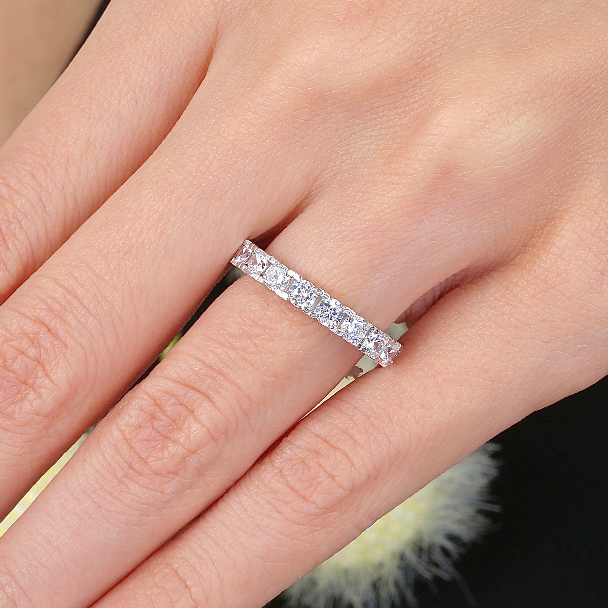 Infinite Spark Eternity CZ 925K Sterling Silver Ring - Etossimo Jewelry