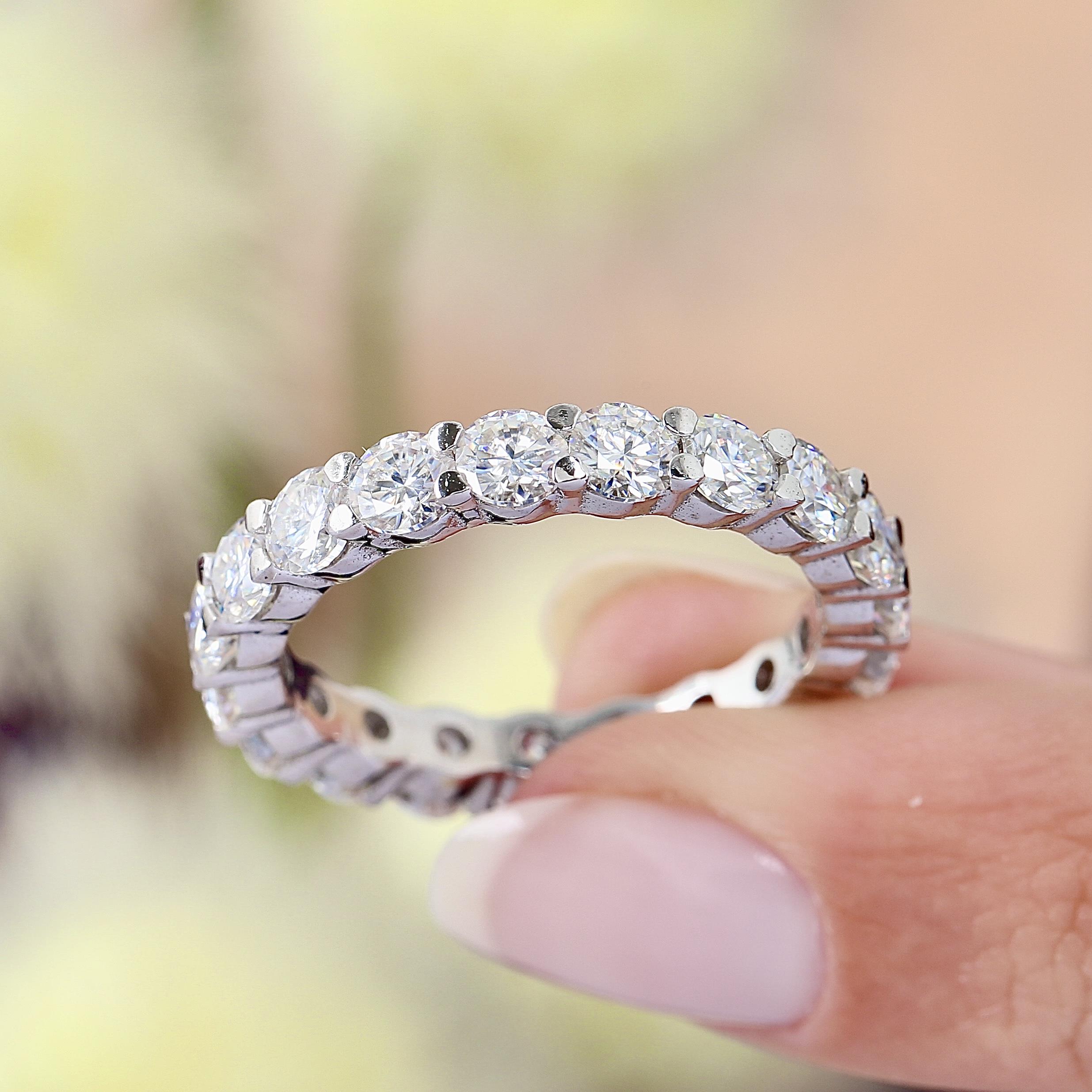 3.45 Ct Moissanite Eternity 925K Sterling Silver Ring