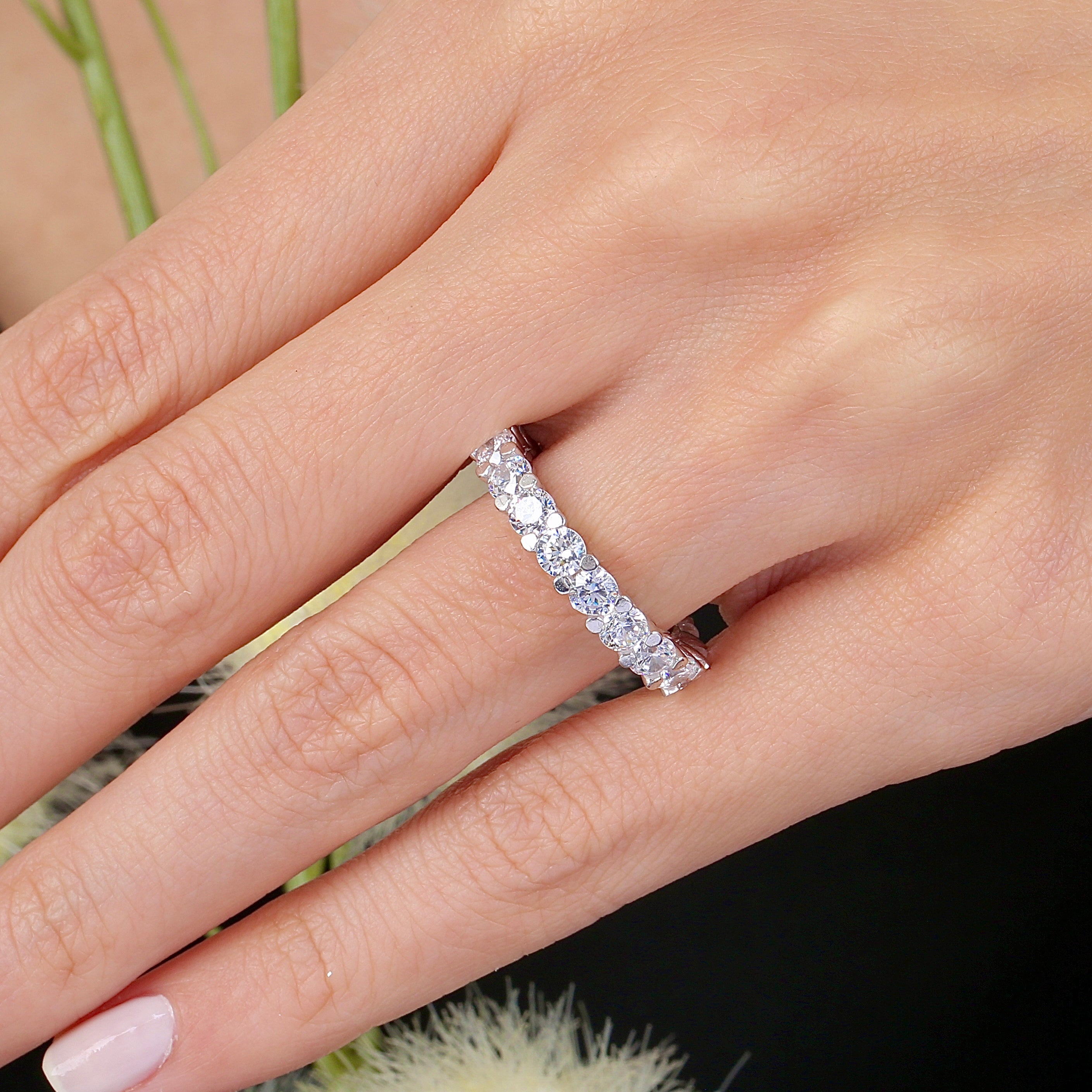 Enchanted Brilliance Eternity CZ 925K Sterling Silver Ring - Etossimo Jewelry