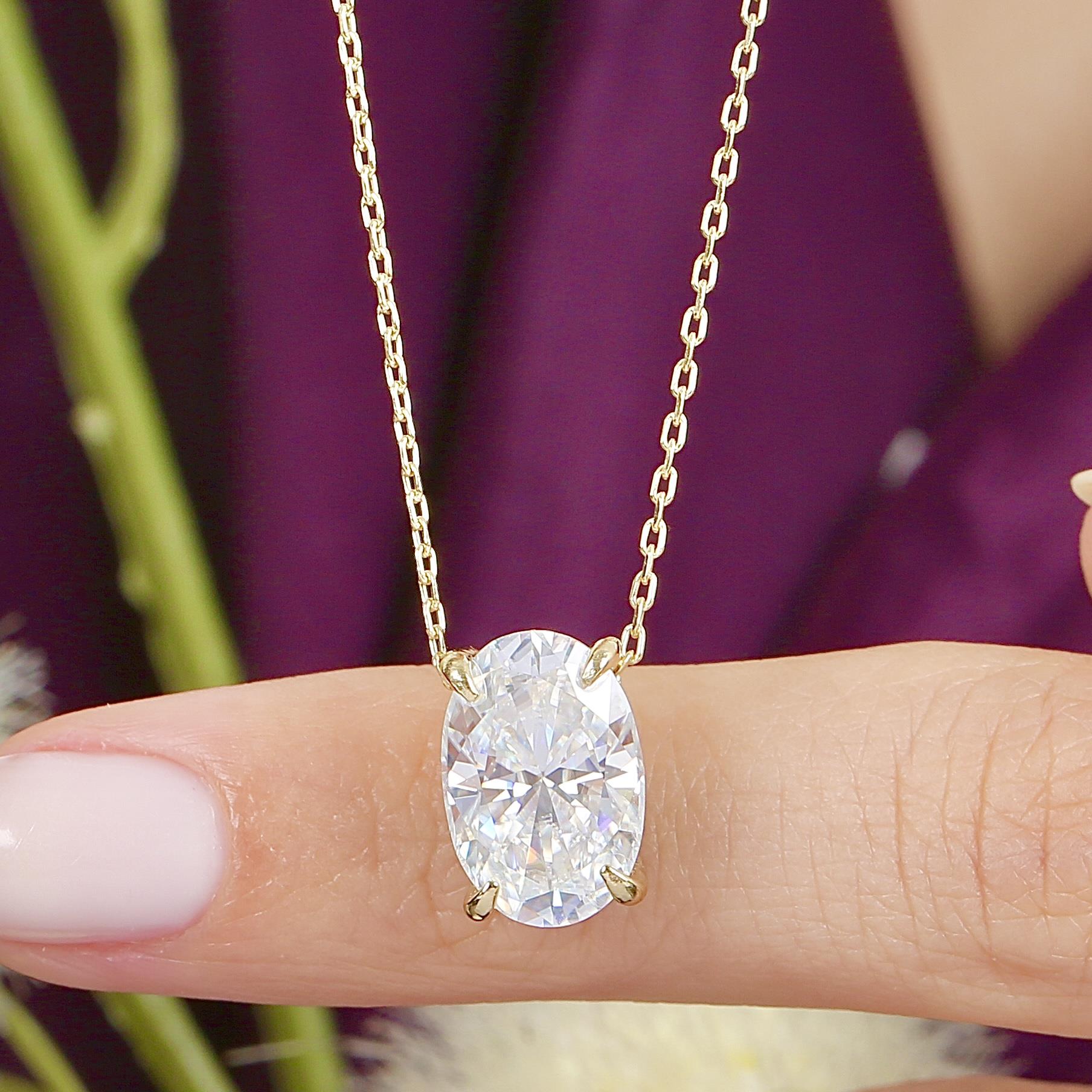 4.50 Ct Moissanite Oval Elegance Solitaire 14K Gold Necklace