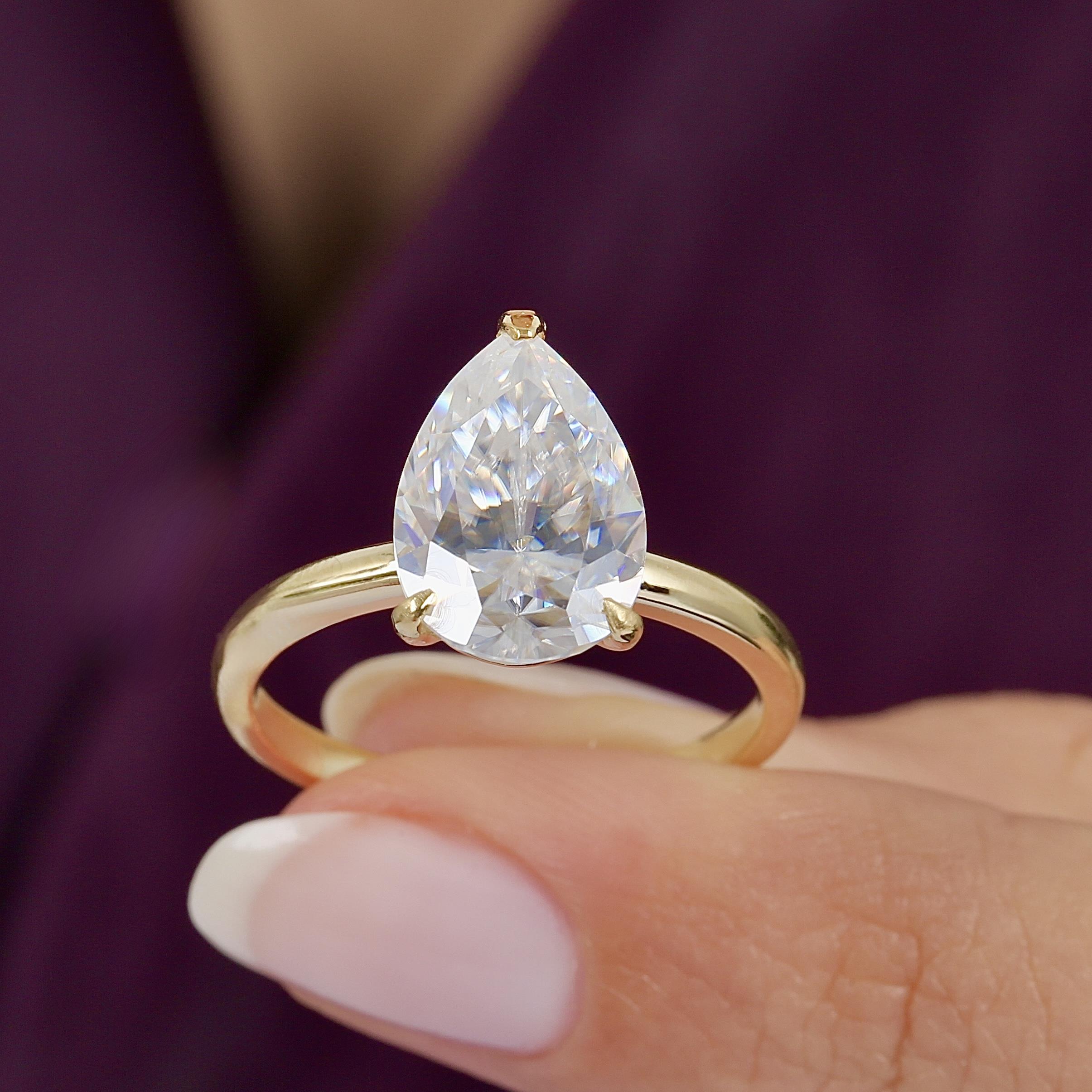 4.00 Ct Moissanite Teardrop Dream Solitaire 14K Gold Ring