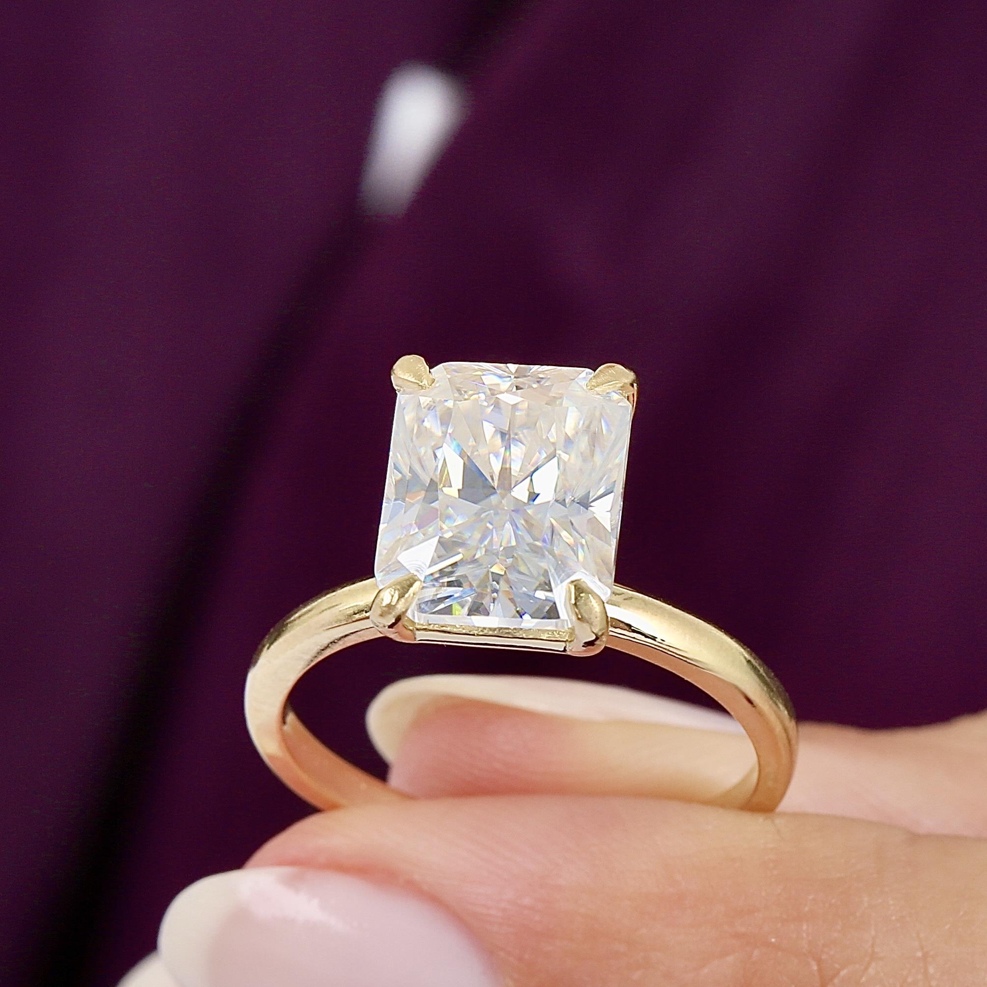 4.00 Ct Moissanite Modern Grandeur Solitaire 14K Gold Ring