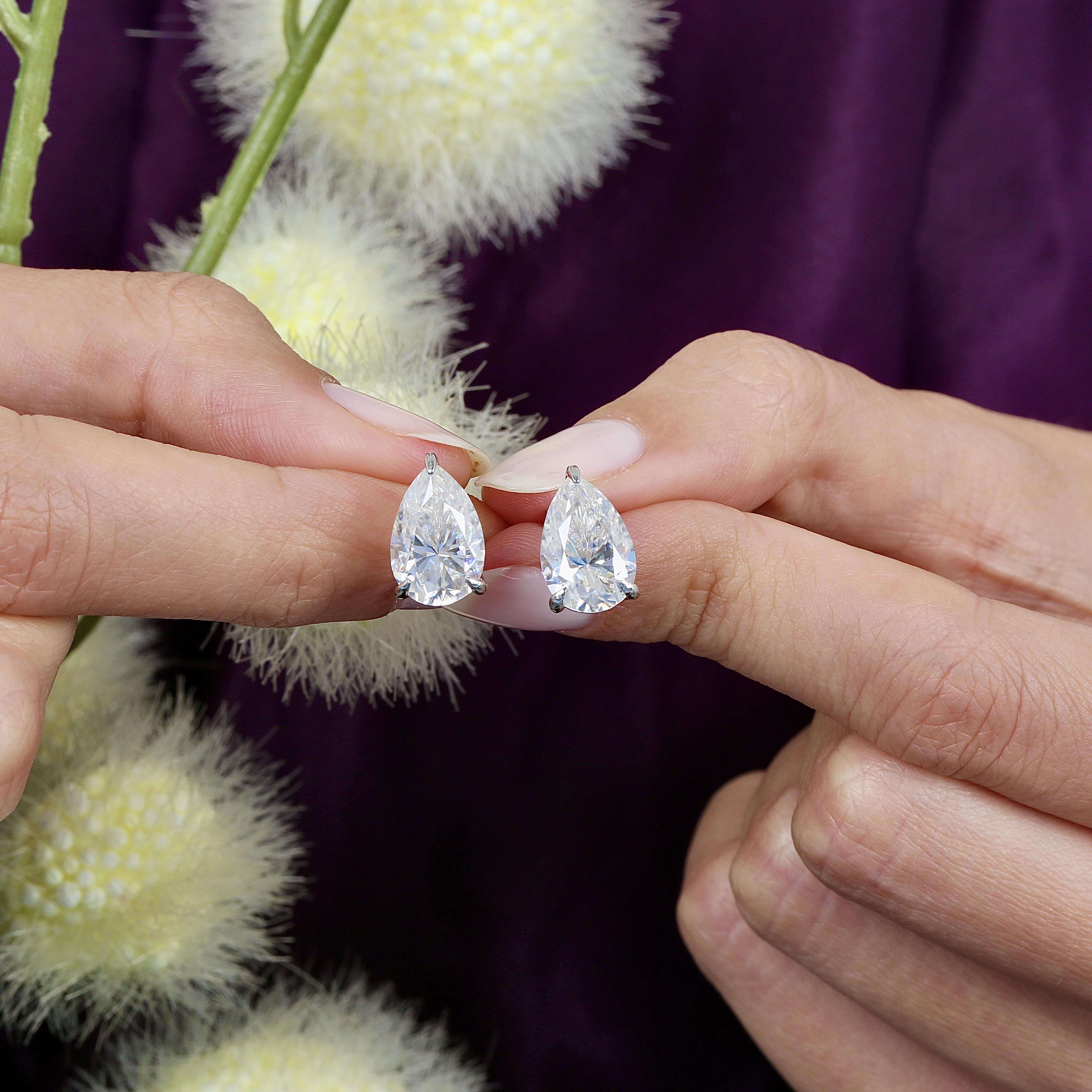 4.00 Ct Moissanite Teardrop Dream Solitaire 925K Sterling Silver Earrings