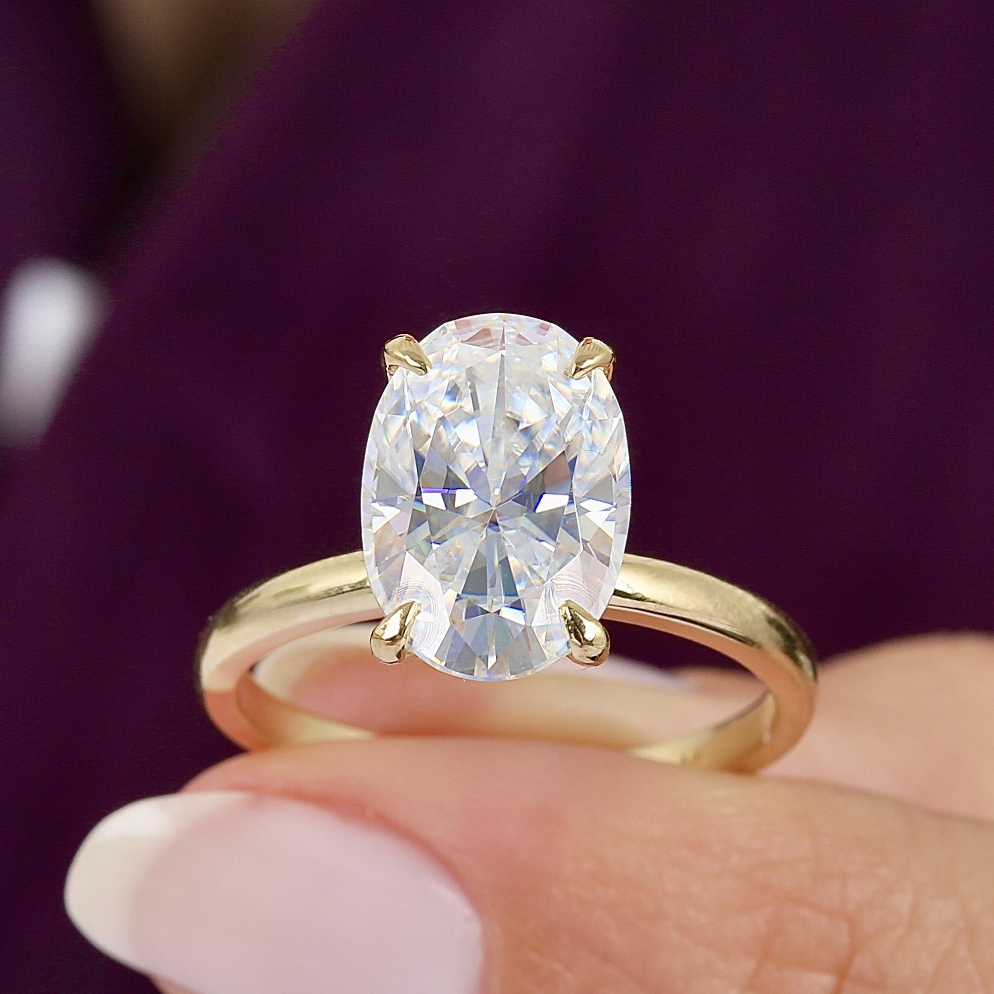 4.50 Ct Moissanite Oval Elegance Solitaire 14K Gold Ring