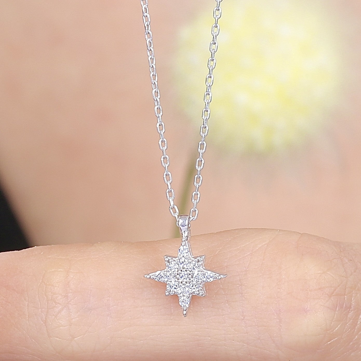 Celestial North Star CZ 925K Sterling Silver Necklace - Etossimo Jewelry