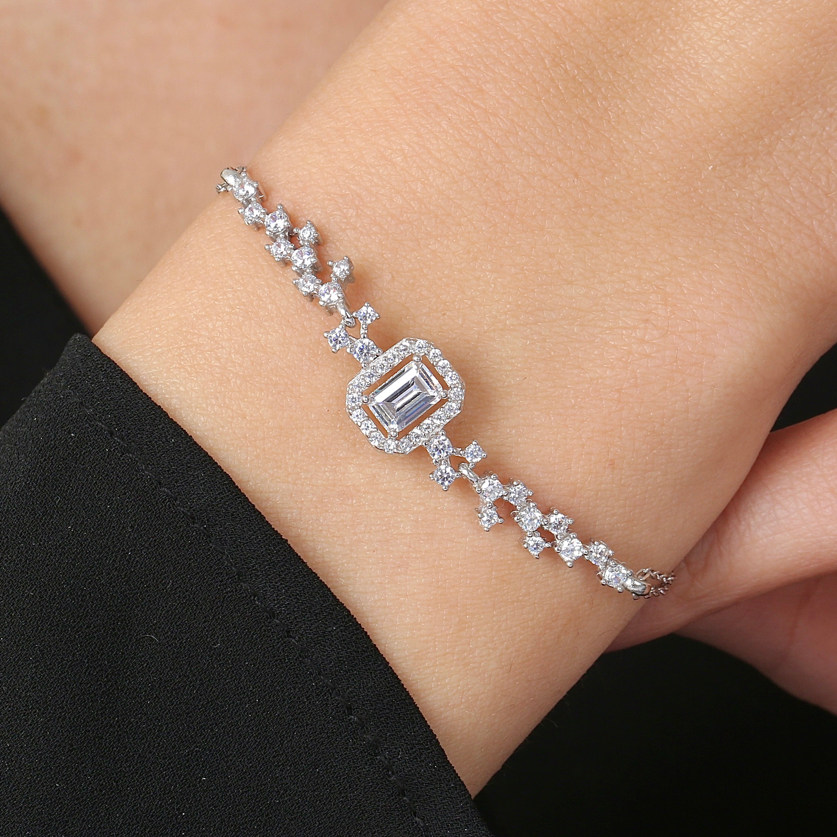 Royal Glow CZ 925K Sterling Silver Bracelet - Etossimo Jewelry