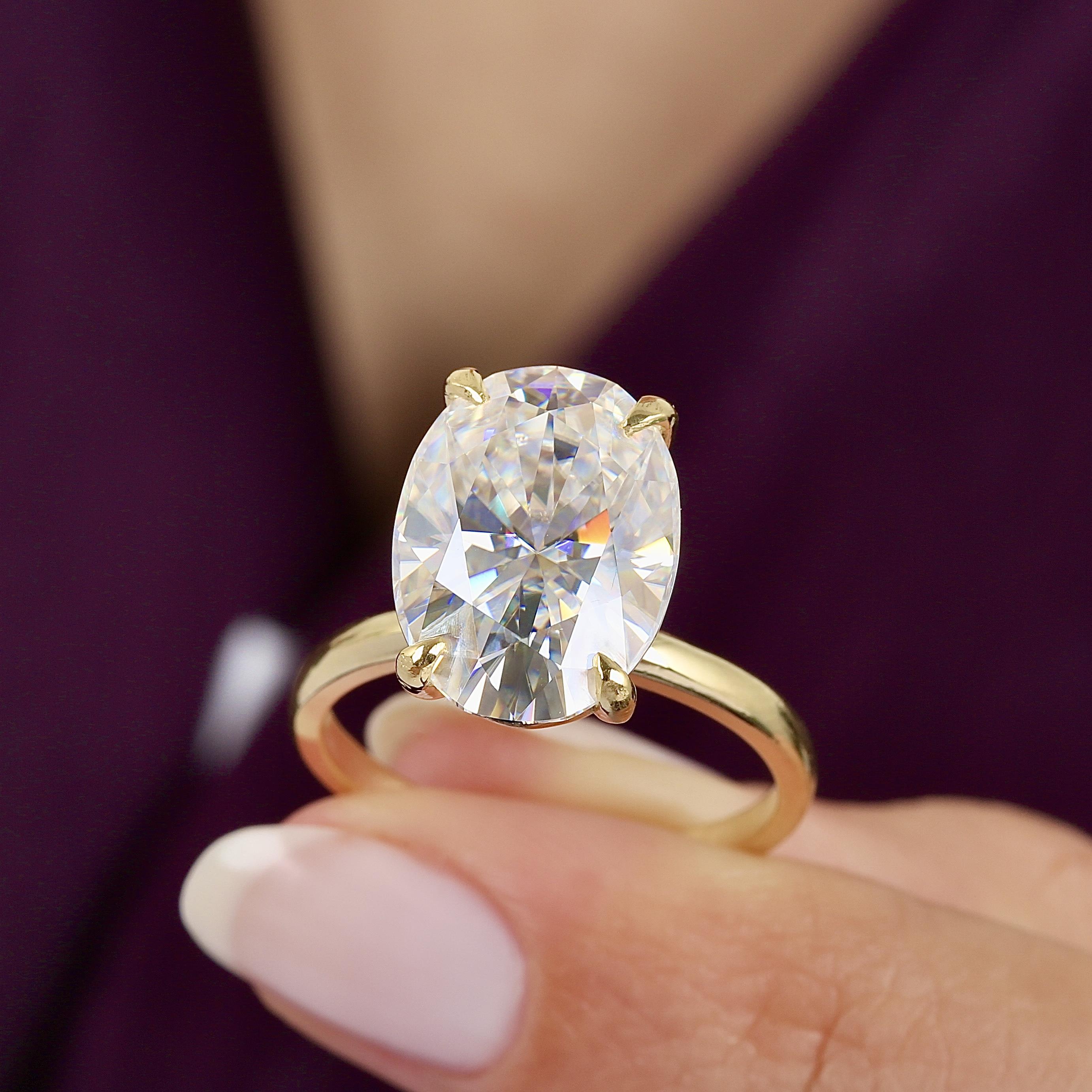 8.00 Ct Moissanite Oval Elegance Solitaire 14K Gold Ring