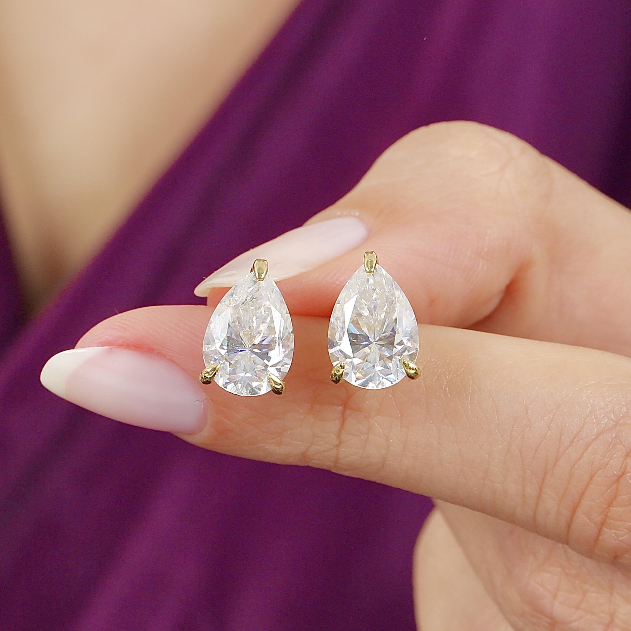 8.00 Ct Moissanite Teardrop Dream Solitaire 14K Gold Earrings