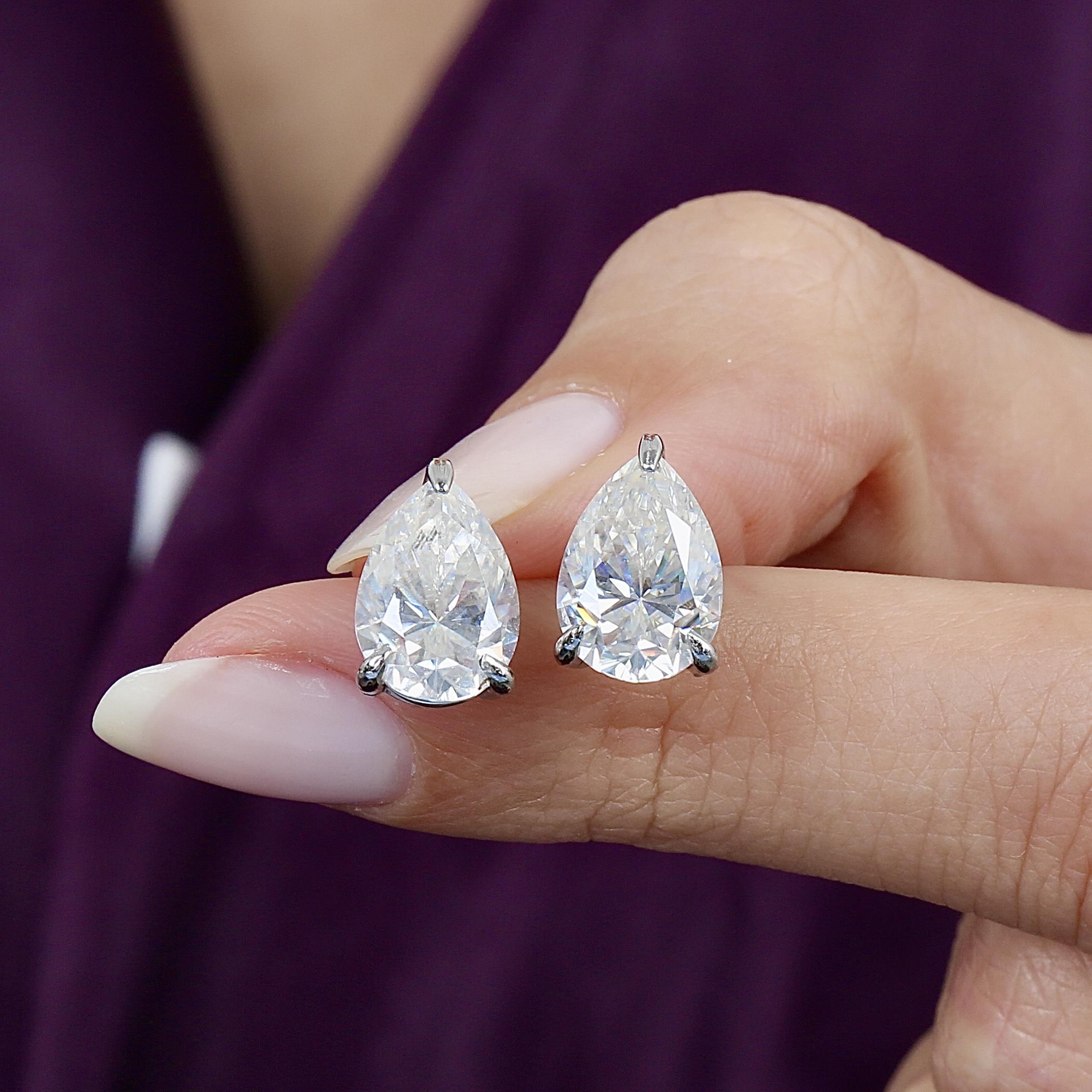 8.00 Ct Moissanite Teardrop Dream Solitaire 925K Sterling Silver Earrings