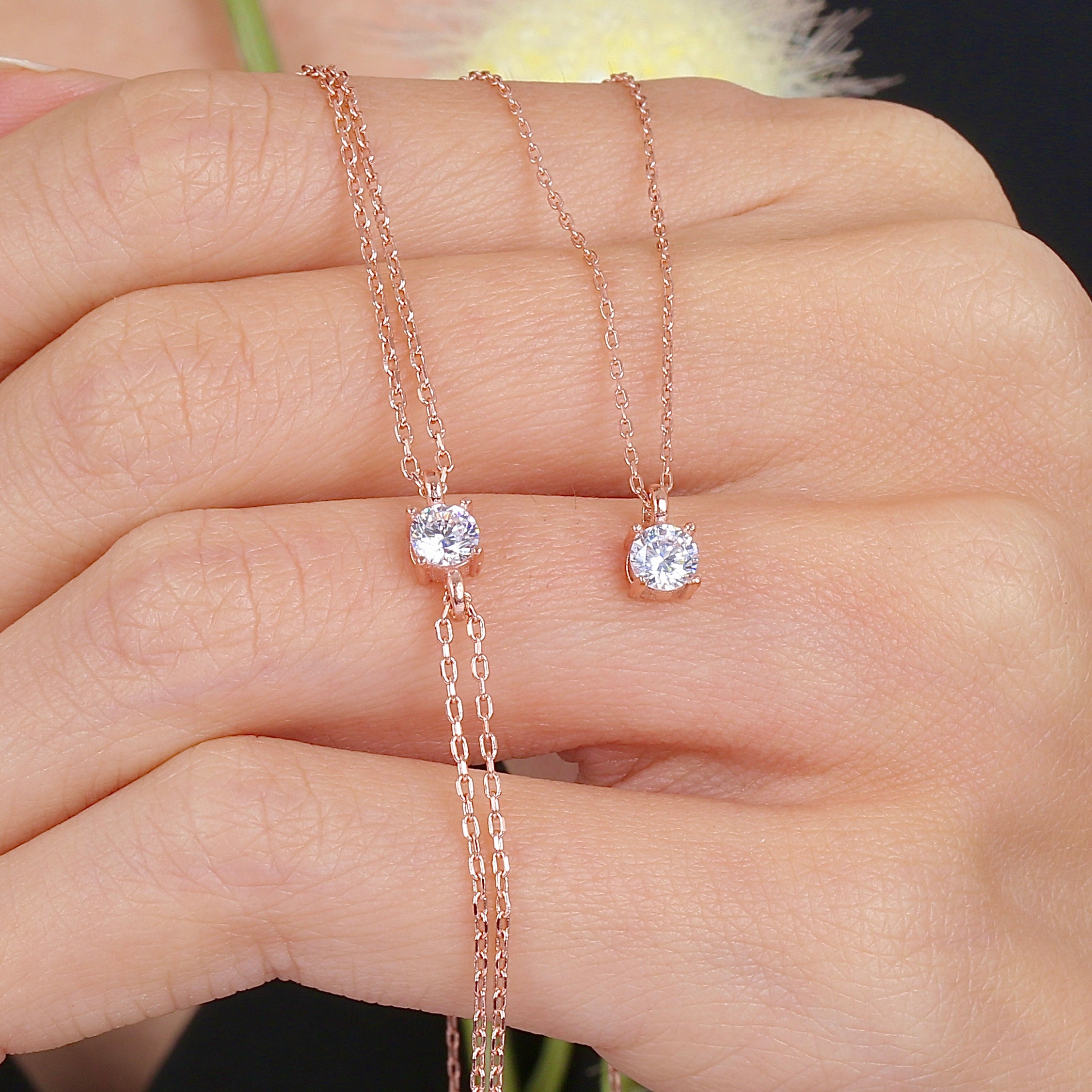 Radiant Simplicity Solitaire CZ Rose Gold 925K Sterling Silver Set - Etossimo Jewelry