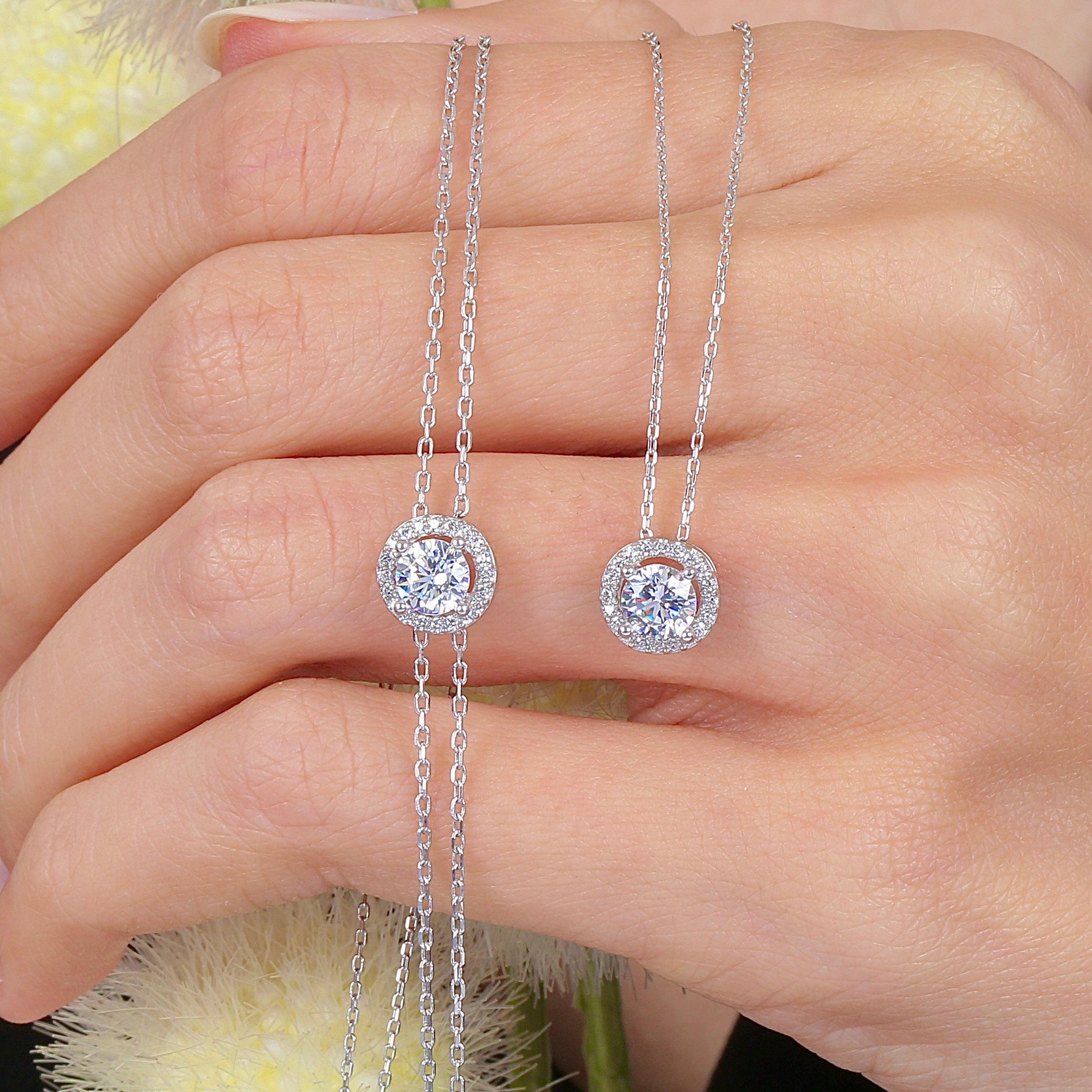 Radiant Circle Solitaire CZ 925K Sterling Silver Set - Etossimo Jewelry