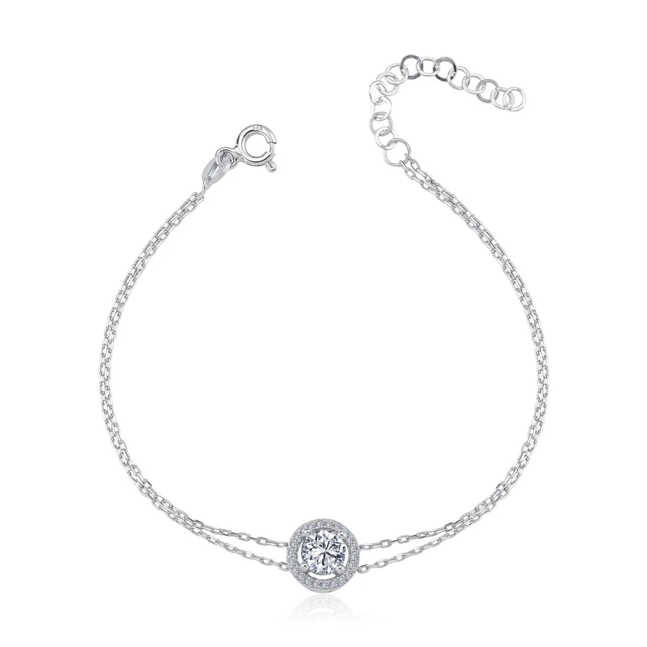 Radiant Circle Solitaire 0.75 Carat CZ 925K Sterling Silver Bracelet - Etossimo Jewelry