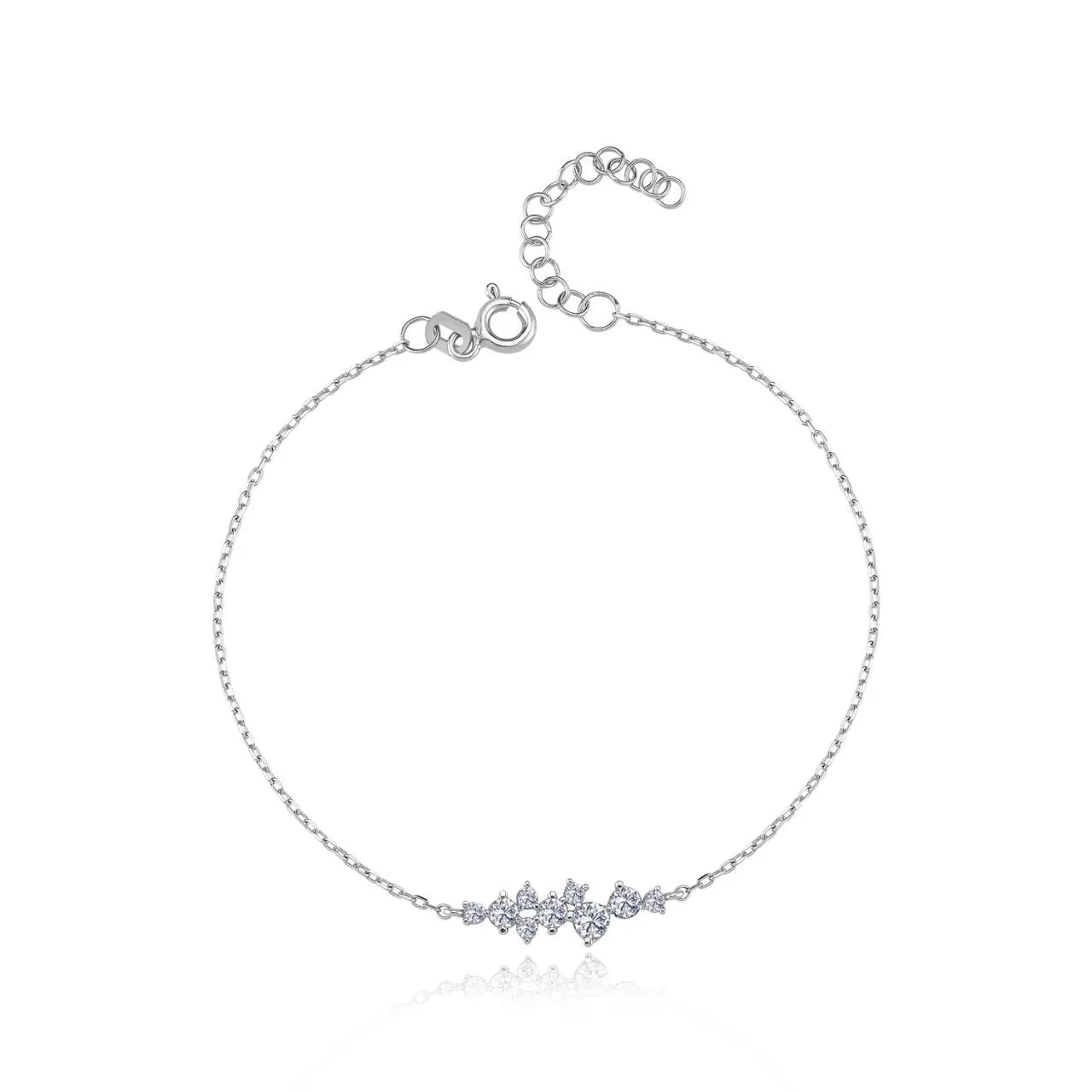 Glistening Crystal Cascade CZ 925K Sterling Silver Bracelet - Etossimo Jewelry