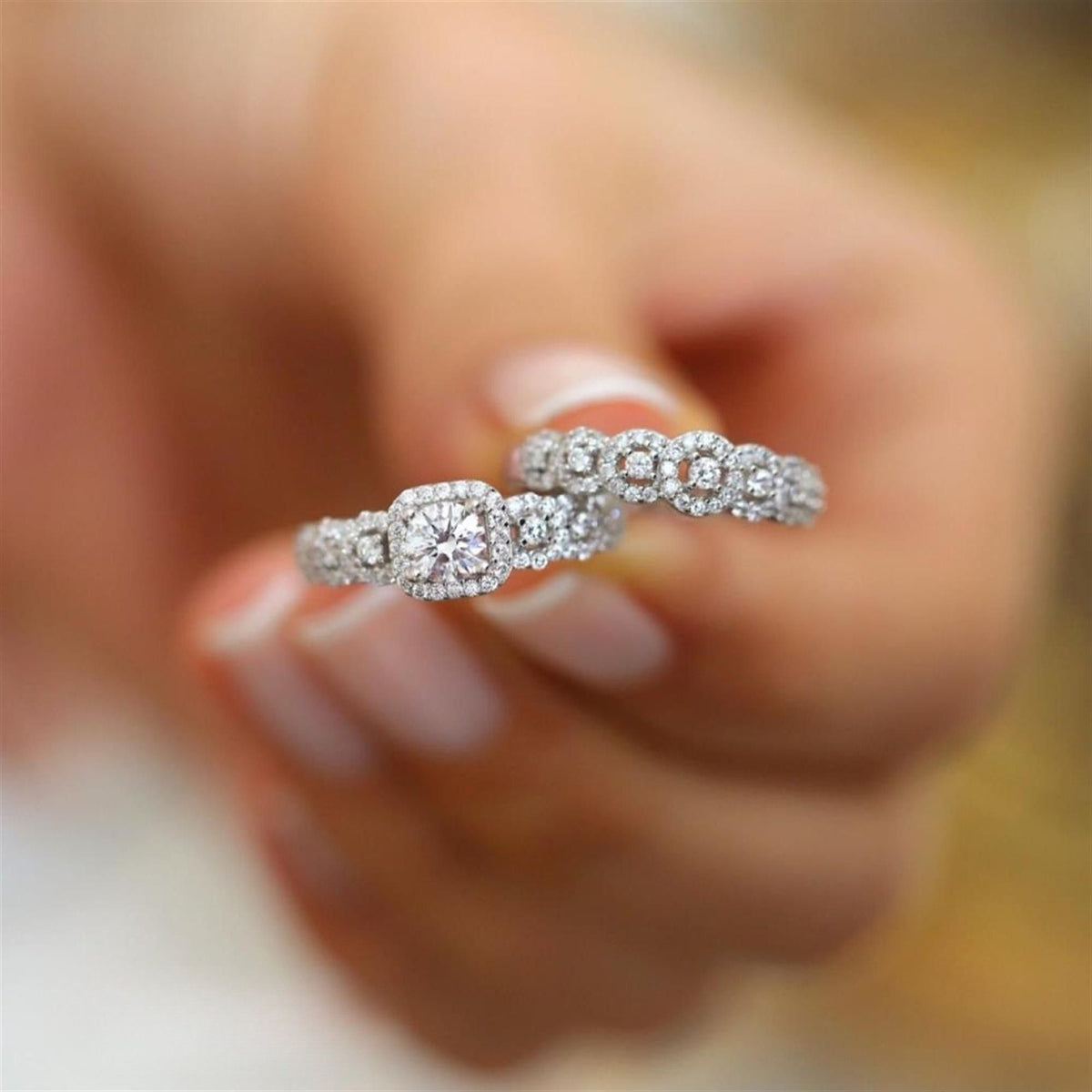 Dazzling Twin Harmony CZ 925K Sterling Silver Ring