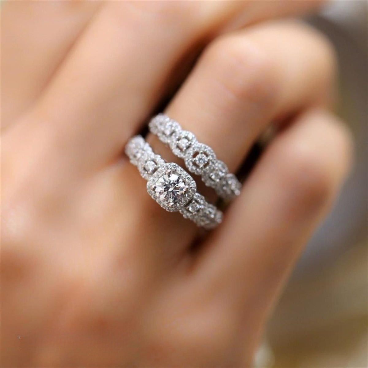 Dazzling Twin Harmony CZ 925K Sterling Silver Ring