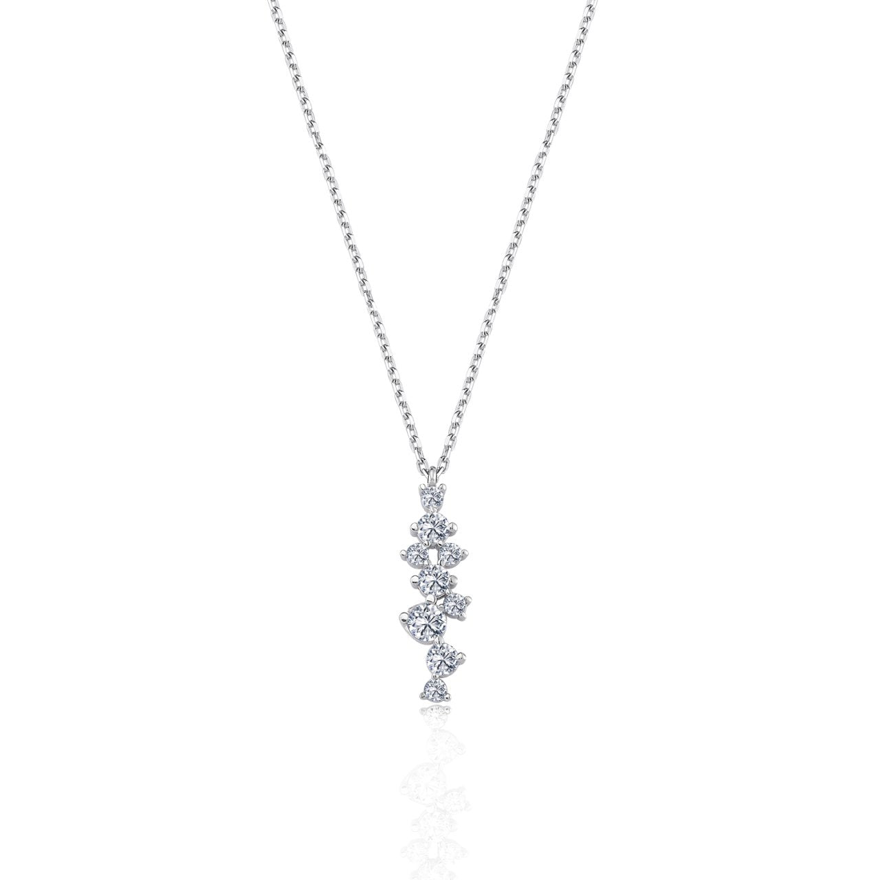 Glistening Crystal Cascade CZ 925K Sterling Silver Necklace - Etossimo Jewelry