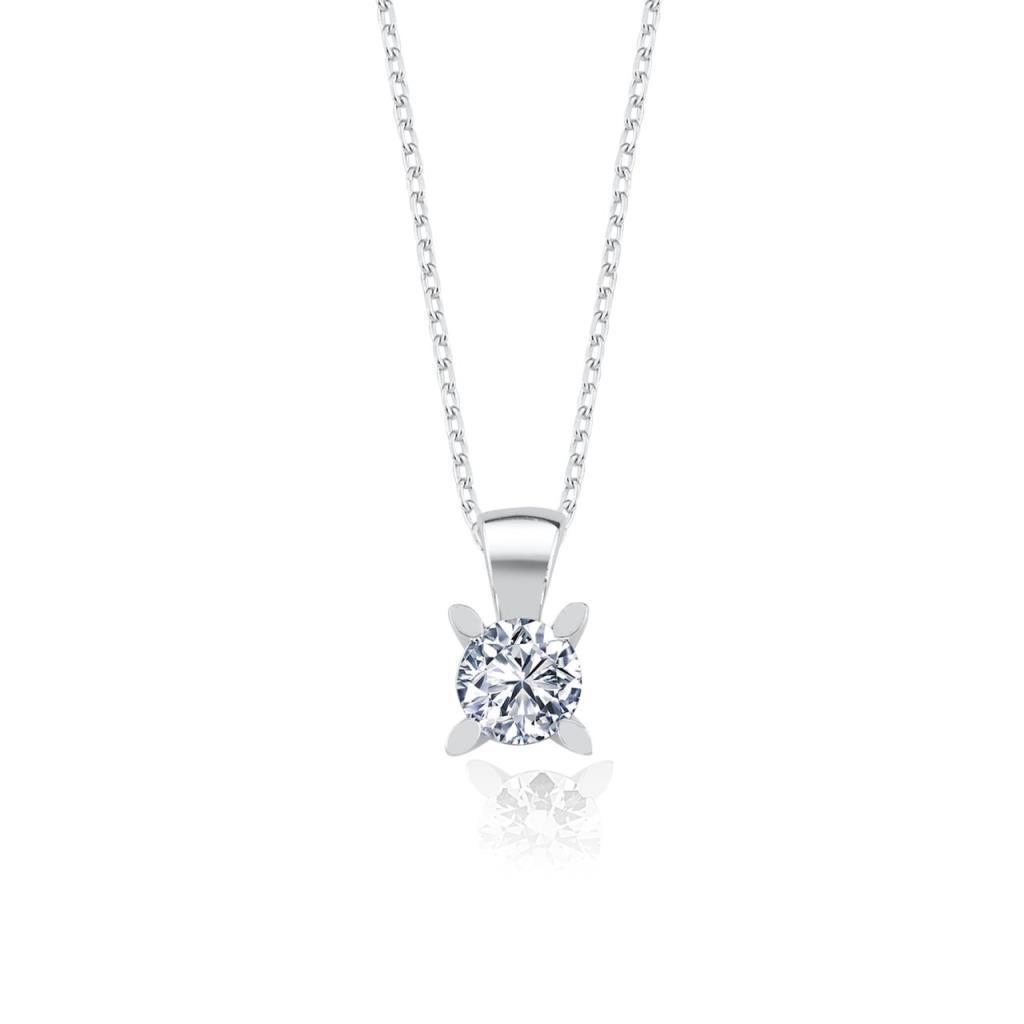 Crystal Aurora Solitaire 0.5 Carat CZ 925K Sterling Silver Necklace - Etossimo Jewelry