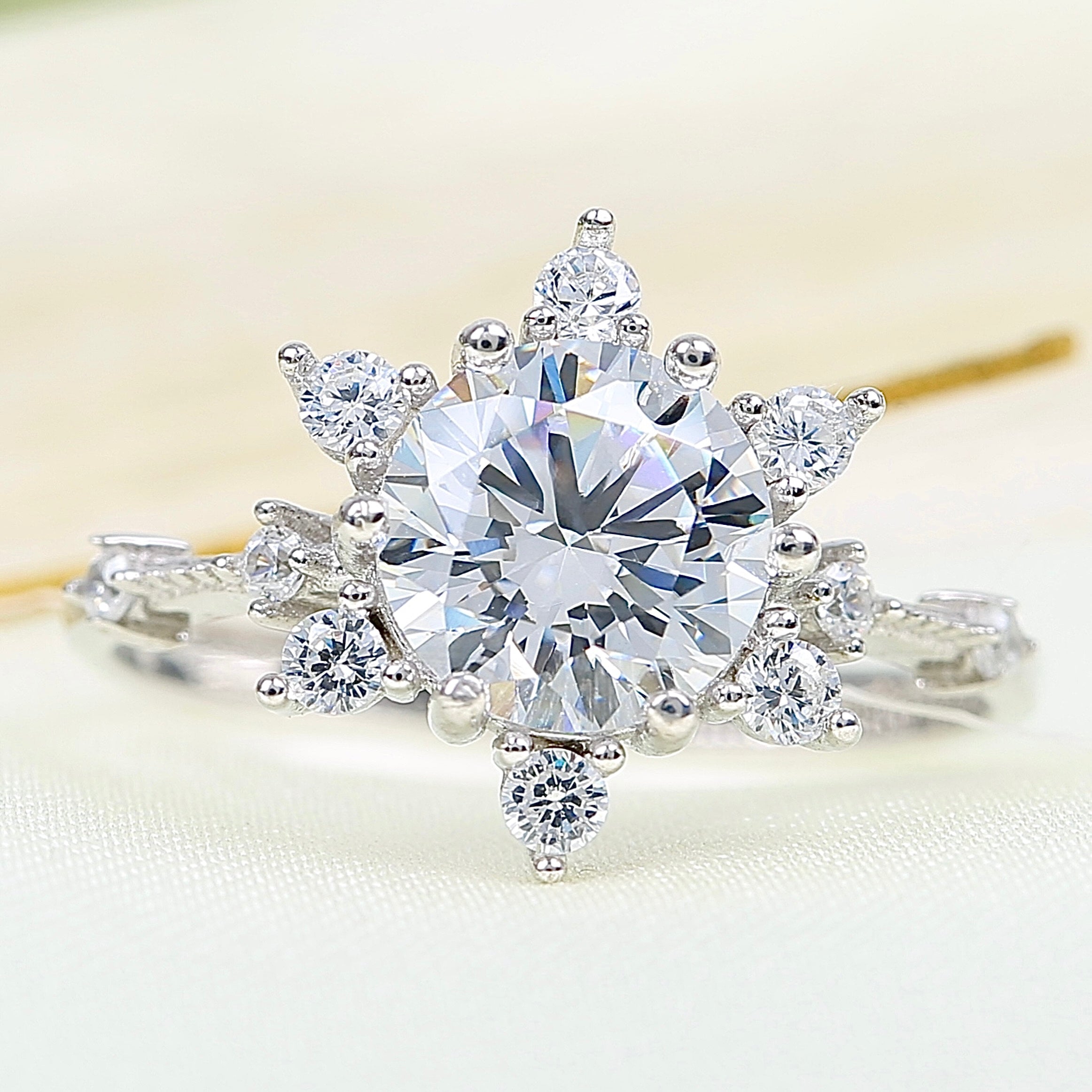 Radiant Hexa Star CZ 925K Sterling Silver Ring