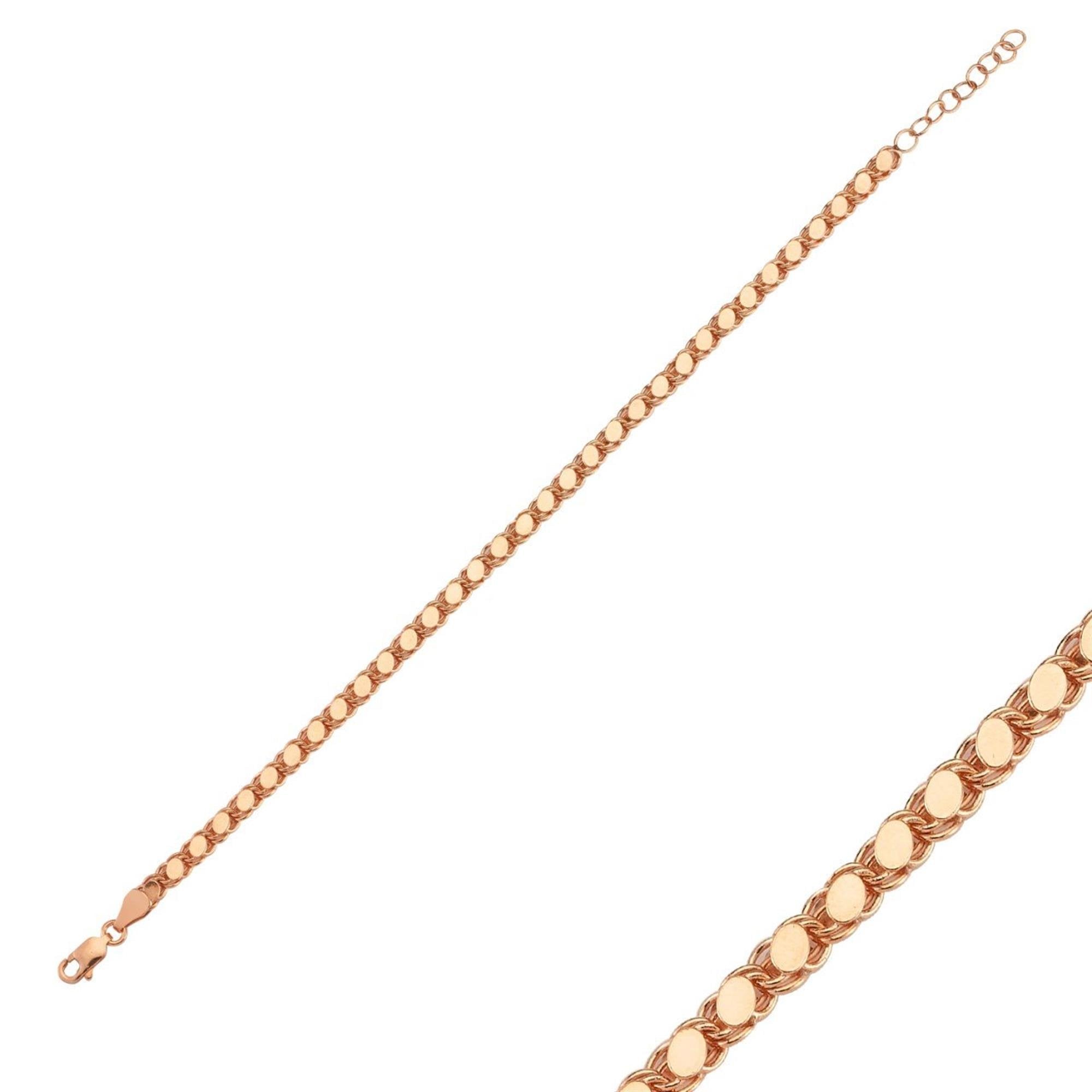 Luxe Shine Wheat Chain CZ Rose Gold 925K Sterling Silver Bracelet
