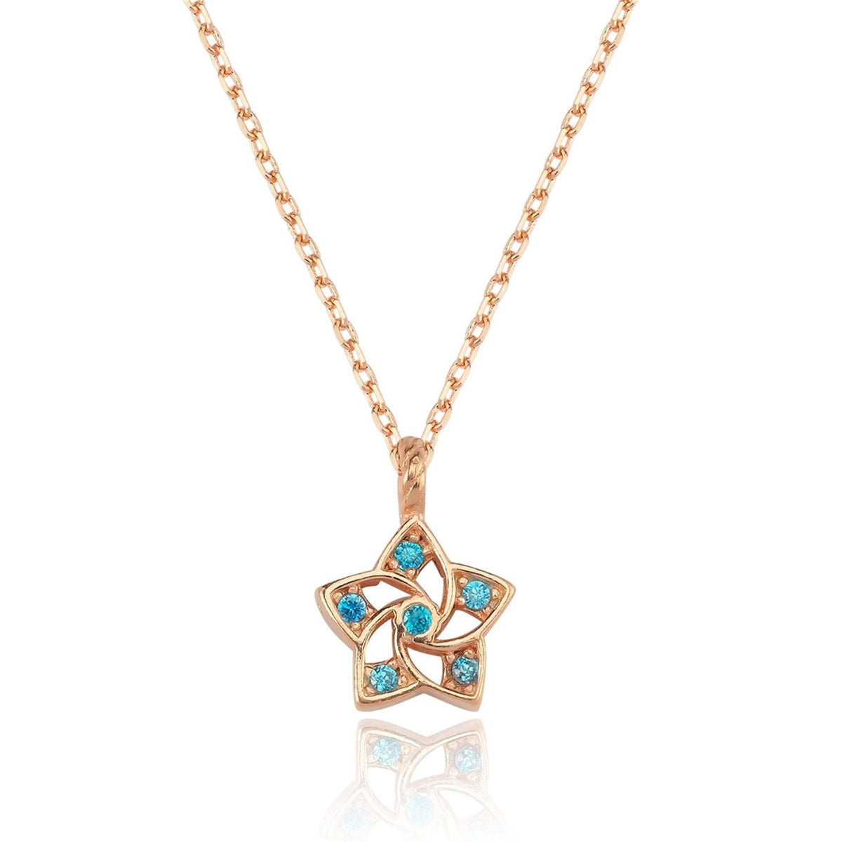 Celestial Aqua Radiance CZ Rose Gold 925K Sterling Silver Necklace