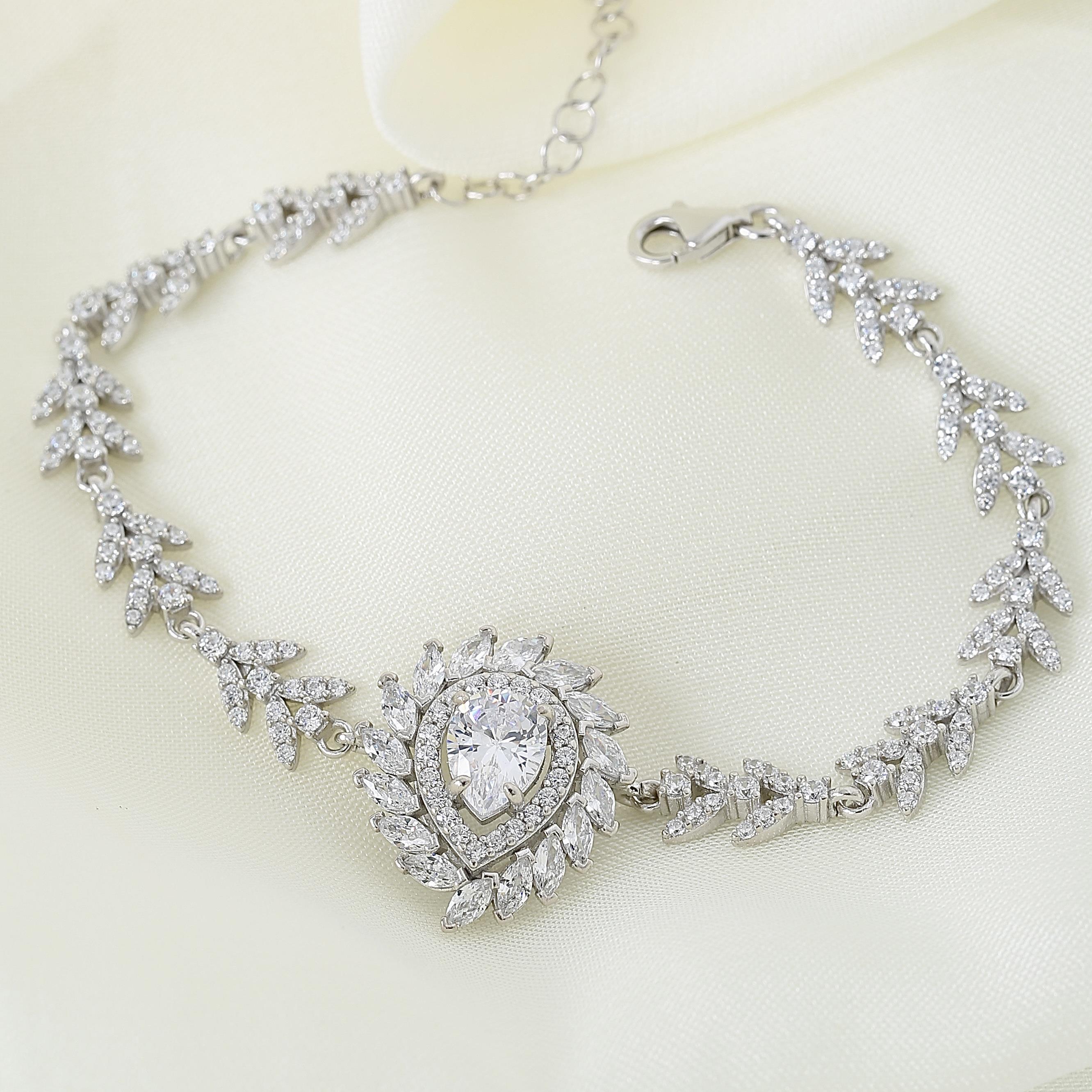 Sparkling Marquis Serenade CZ 925K Sterling Silver Bracelet - Etossimo Jewelry