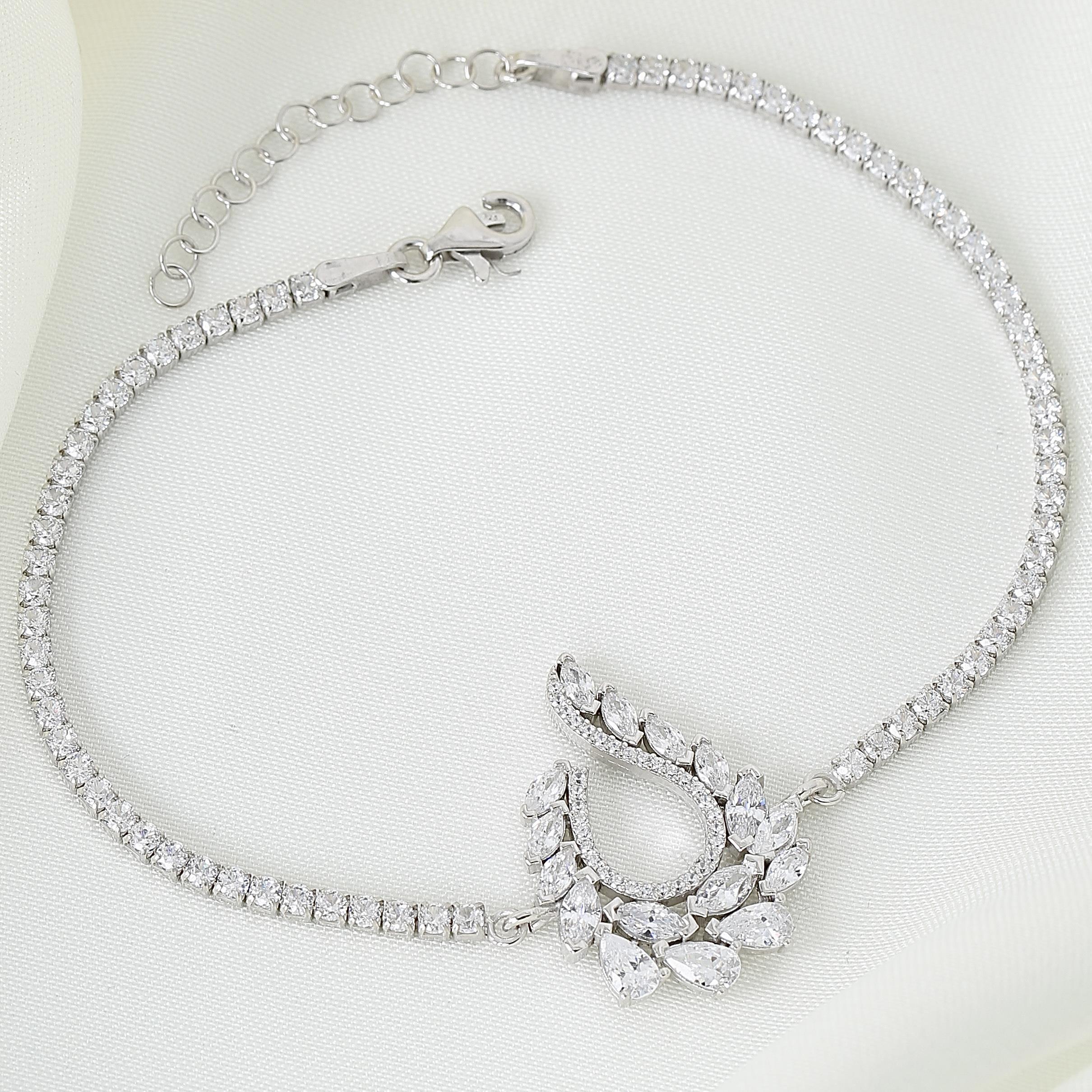 Elegant Ocean Serenade CZ 925K Sterling Silver Bracelet - Etossimo Jewelry