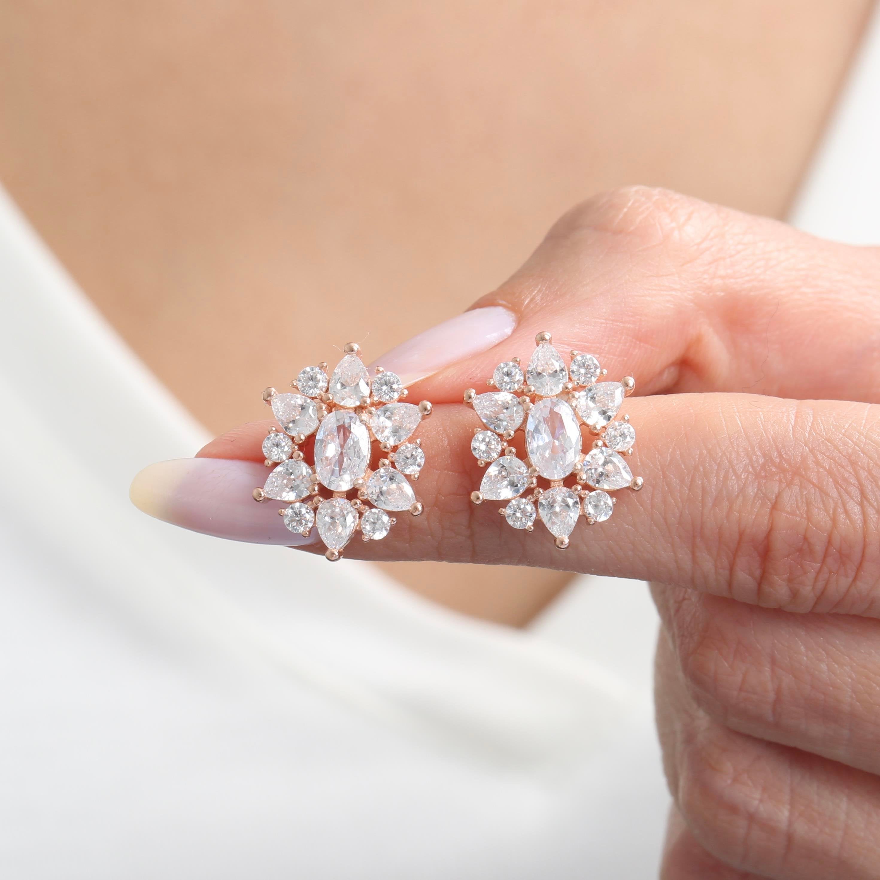 Empress Glow CZ Rose Gold 925K Sterling Silver Earrings