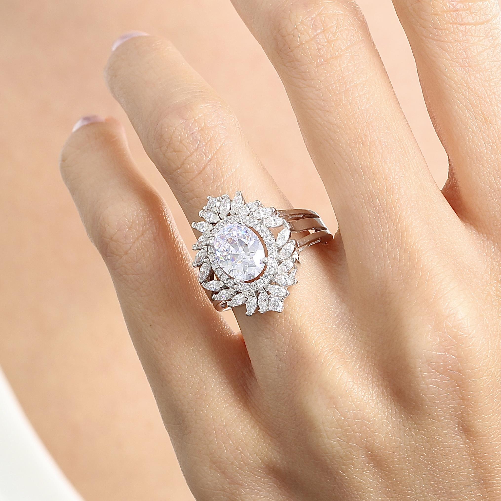 Royal Fleur CZ 925K Sterling Silver Ring