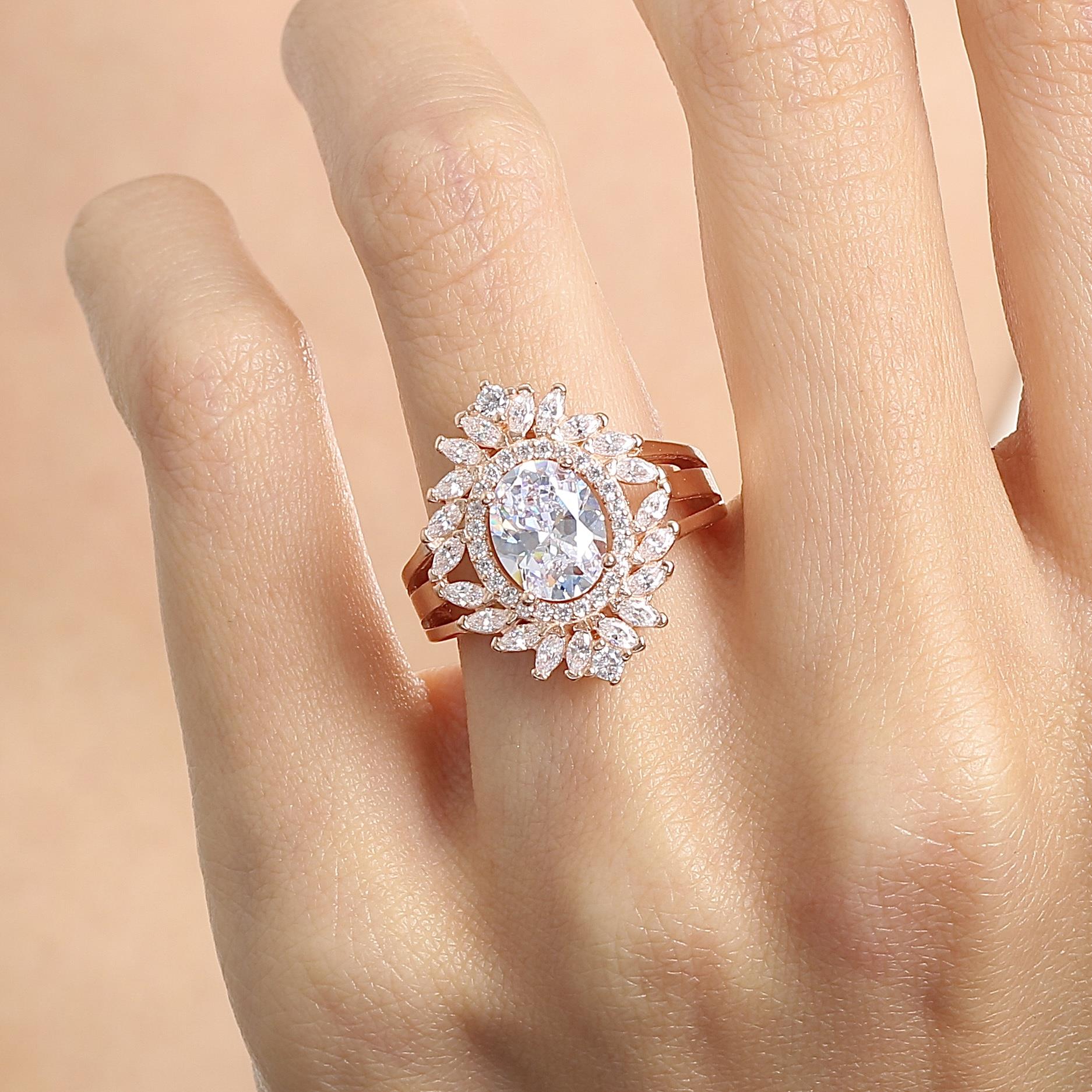 Royal Fleur CZ Rose Gold 925K Sterling Silver Ring
