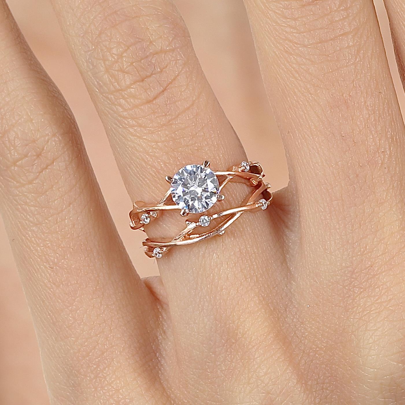 Enchanted Vine Sparkle CZ Rose Gold 925K Sterling Silver Ring