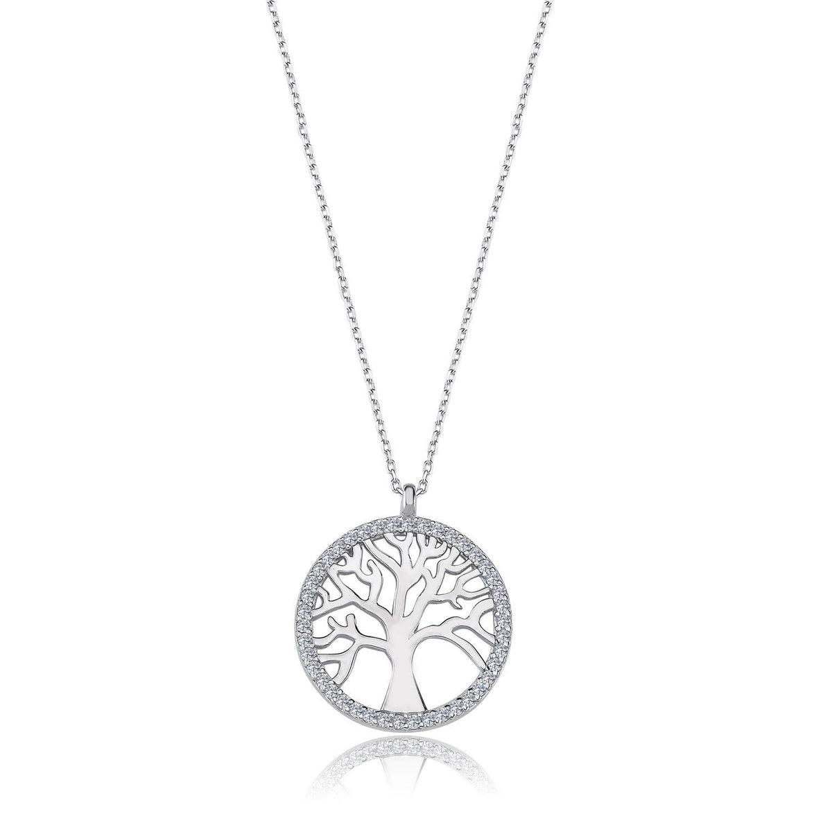 Radiant Life Tree CZ 925K Sterling Silver Necklace