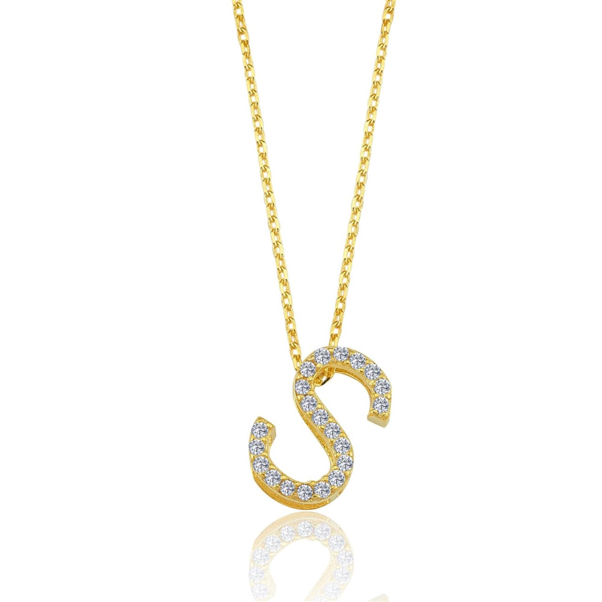 Romantic S Initial Glow CZ 14K Gold Necklace