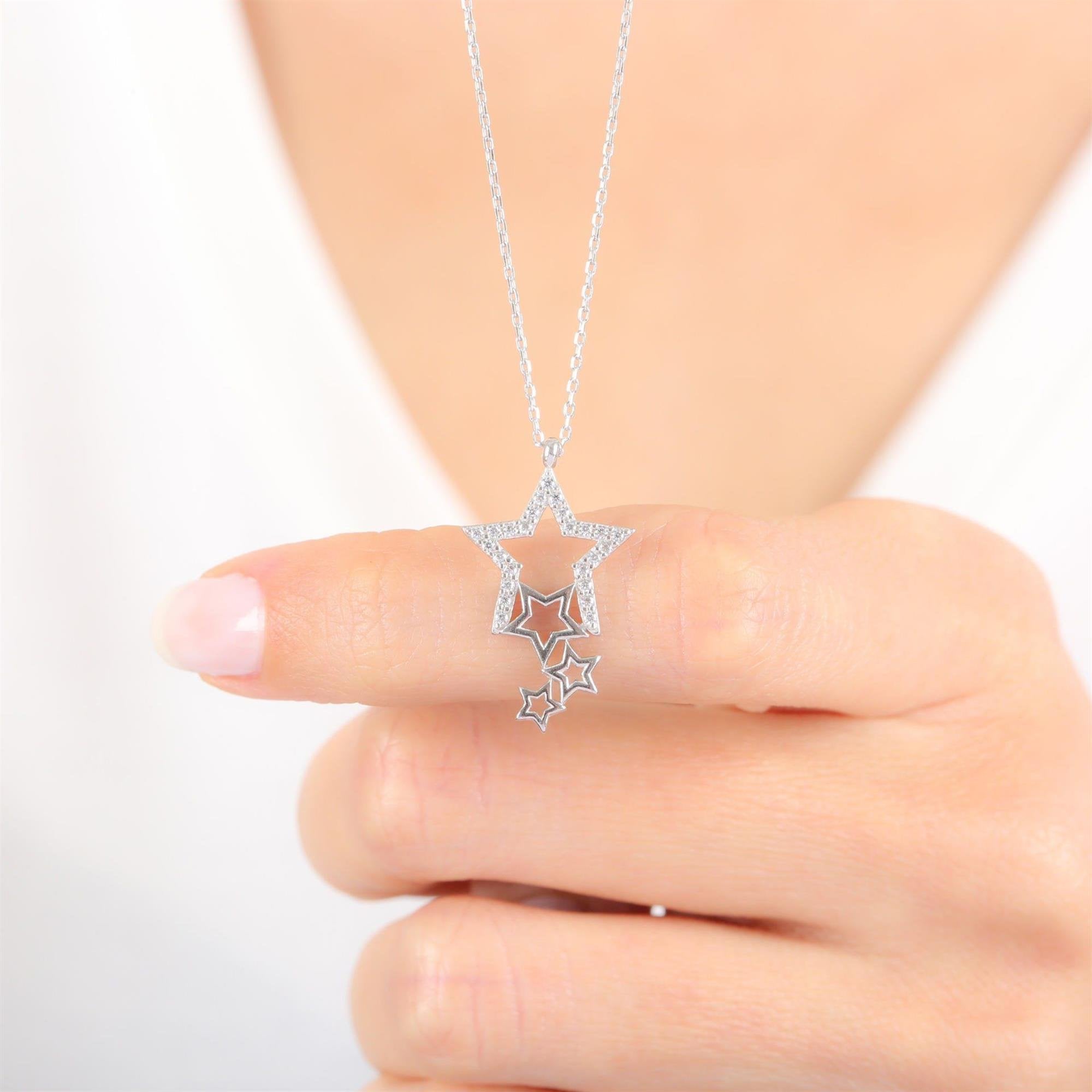 Stellar Cascade CZ 925K Sterling Silver Necklace