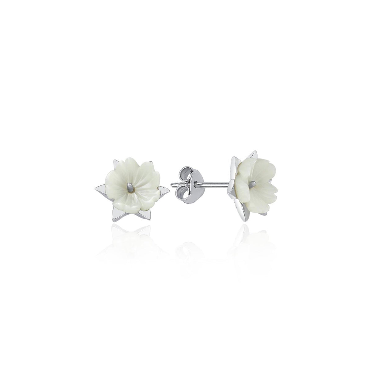 Magnolia Bloom Star CZ 925K Sterling Silver Earrings