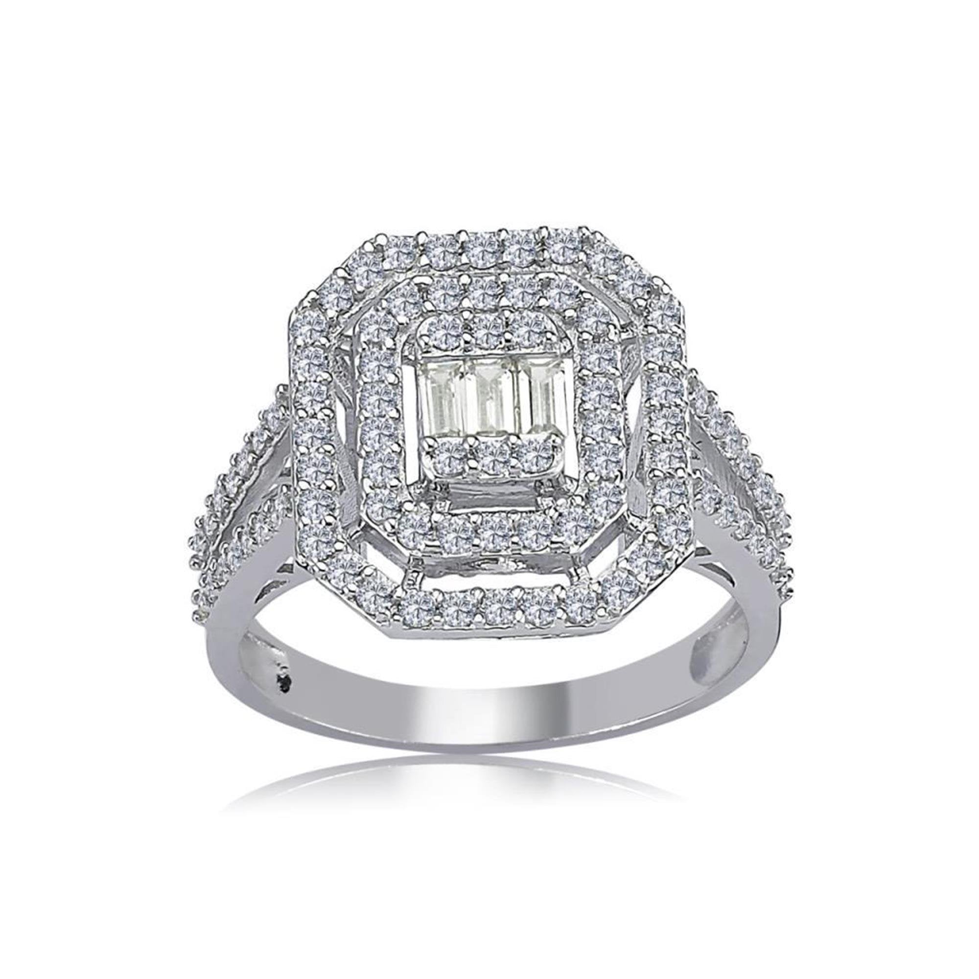 Dazzling Baguette Glow CZ 925K Sterling Silver Ring