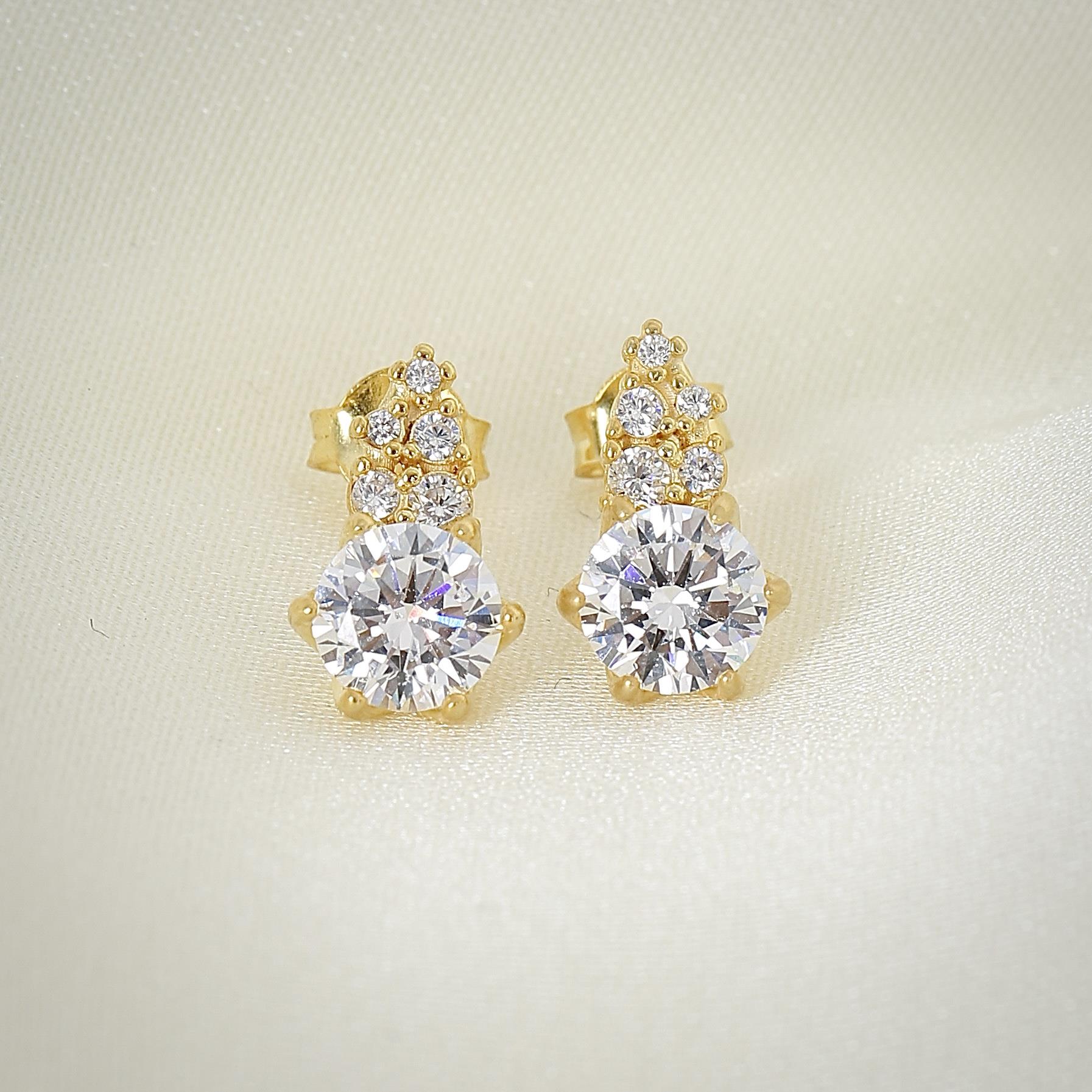 Radiant Princess Tale CZ 14K Gold Earrings - Etossimo Jewelry