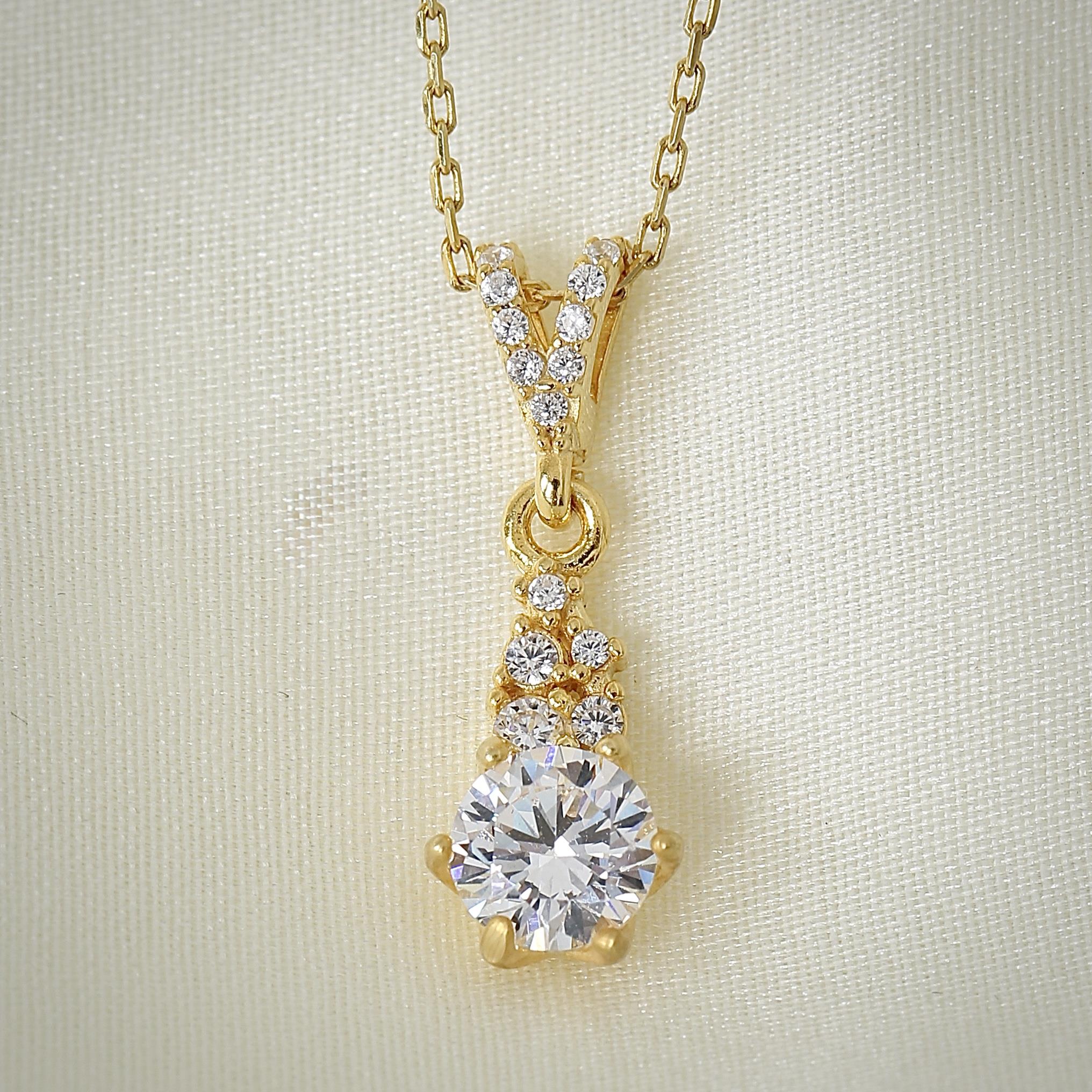 Radiant Princess Tale CZ 14K Gold Necklace - Etossimo Jewelry