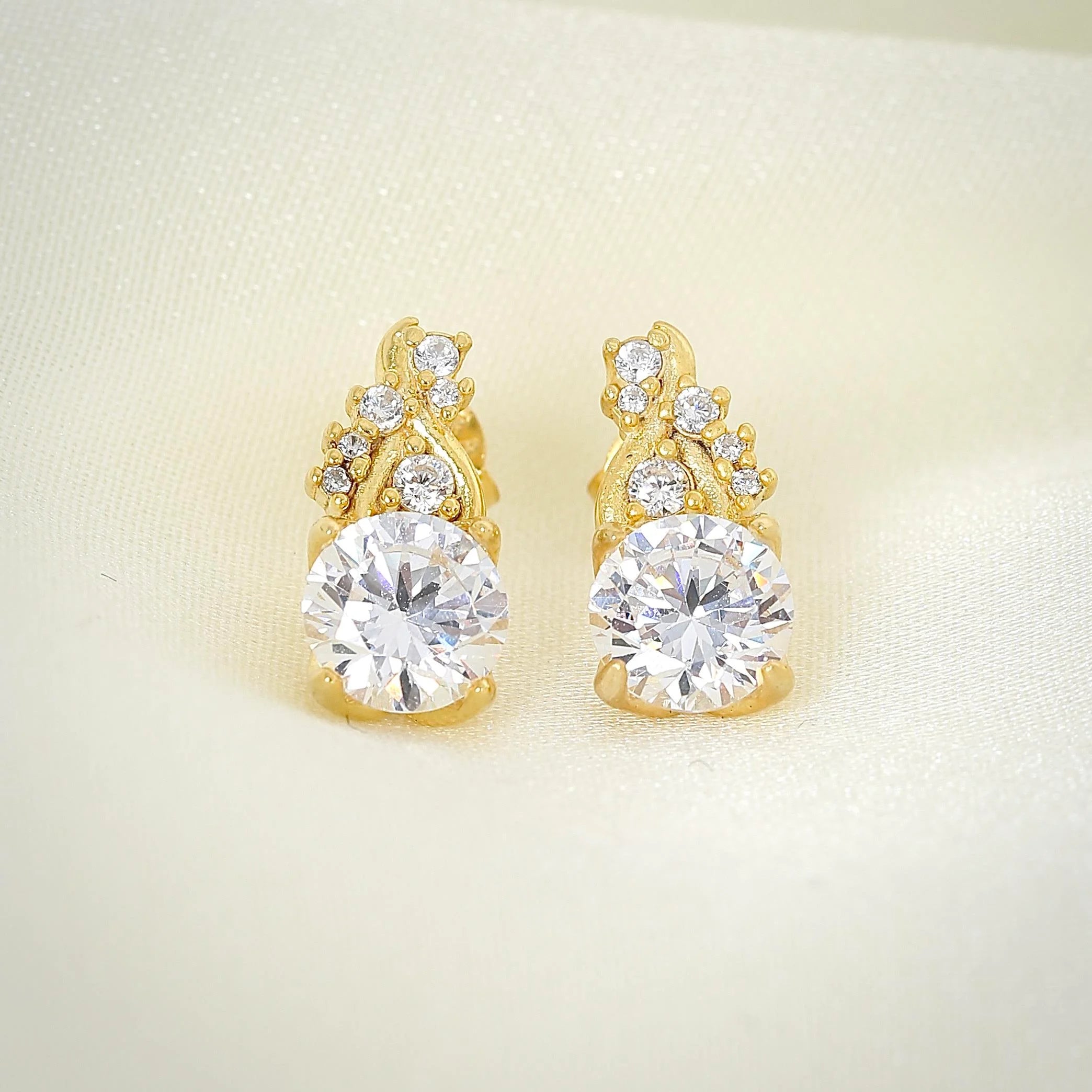Elegant Princess Dream CZ 14K Gold Earrings - Etossimo Jewelry