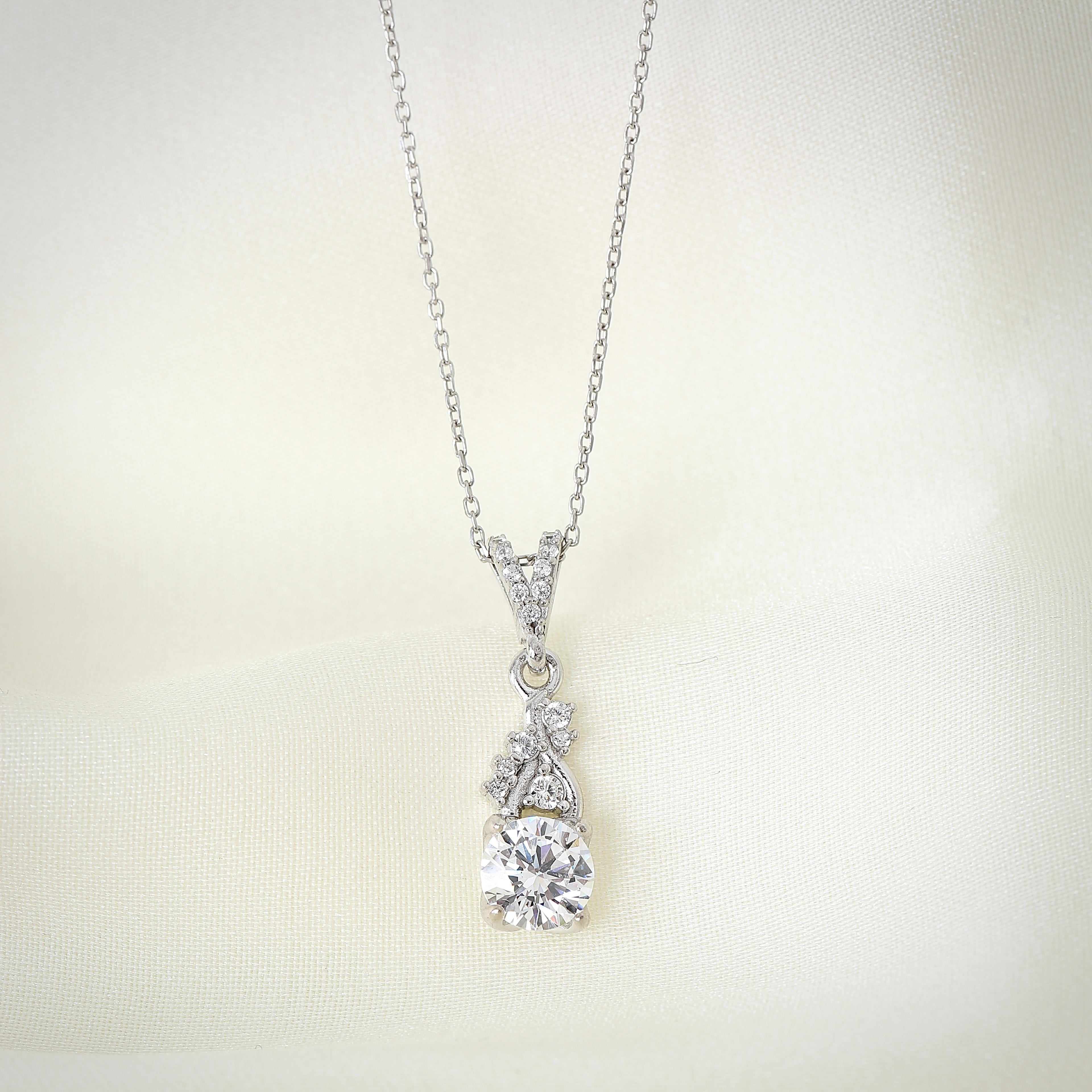 Elegant Princess Dream CZ 925K Sterling Silver Necklace - Etossimo Jewelry